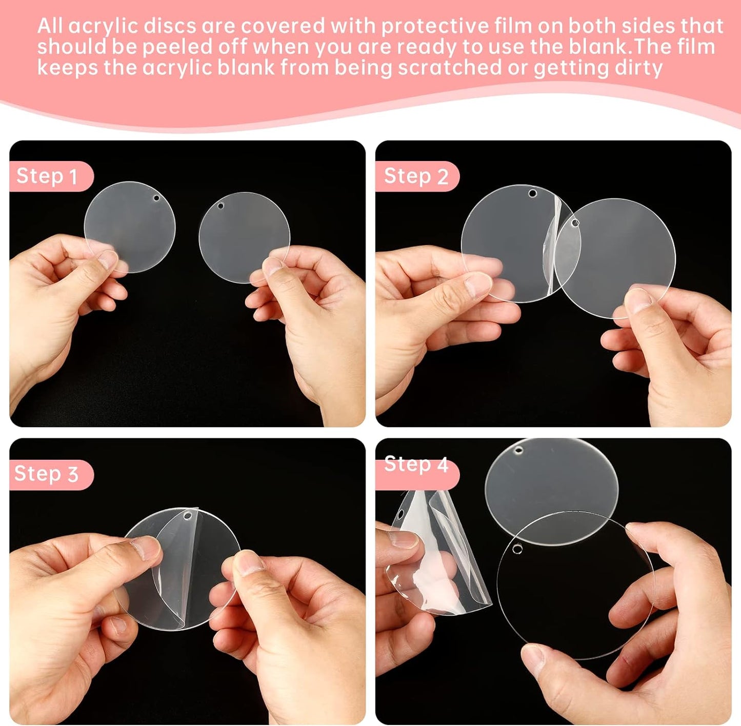 50 Pieces Clear Acrylic Circle Keychains Tags 2.5"/63.5 mmx1.5 mm Thicker Acrylic Discs with Holes,for Hanging Keychain and DIY Craft Painting Projects