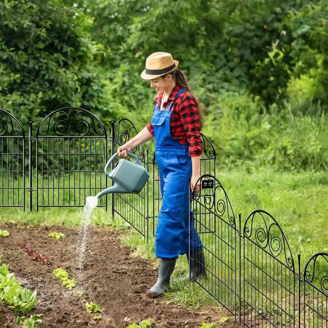 Tall Garden Animal Barrier Fence with Gate, 36 in(H)×30.6 Ft(L) 14 Panels Dog Digging Fence Barrier, Black Heavy Duty Metal Temporary Fences, Reusable Defense Fencing for Outdoor Yard│Patented