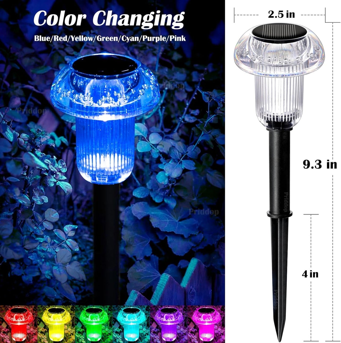 Solar Lights Outdoor Pathway Waterproof 16 Pack Color Changing LED Acrylic Mushroom Decorative Garden Lights for Yard Landscape Patio Outside Christmas Decorations