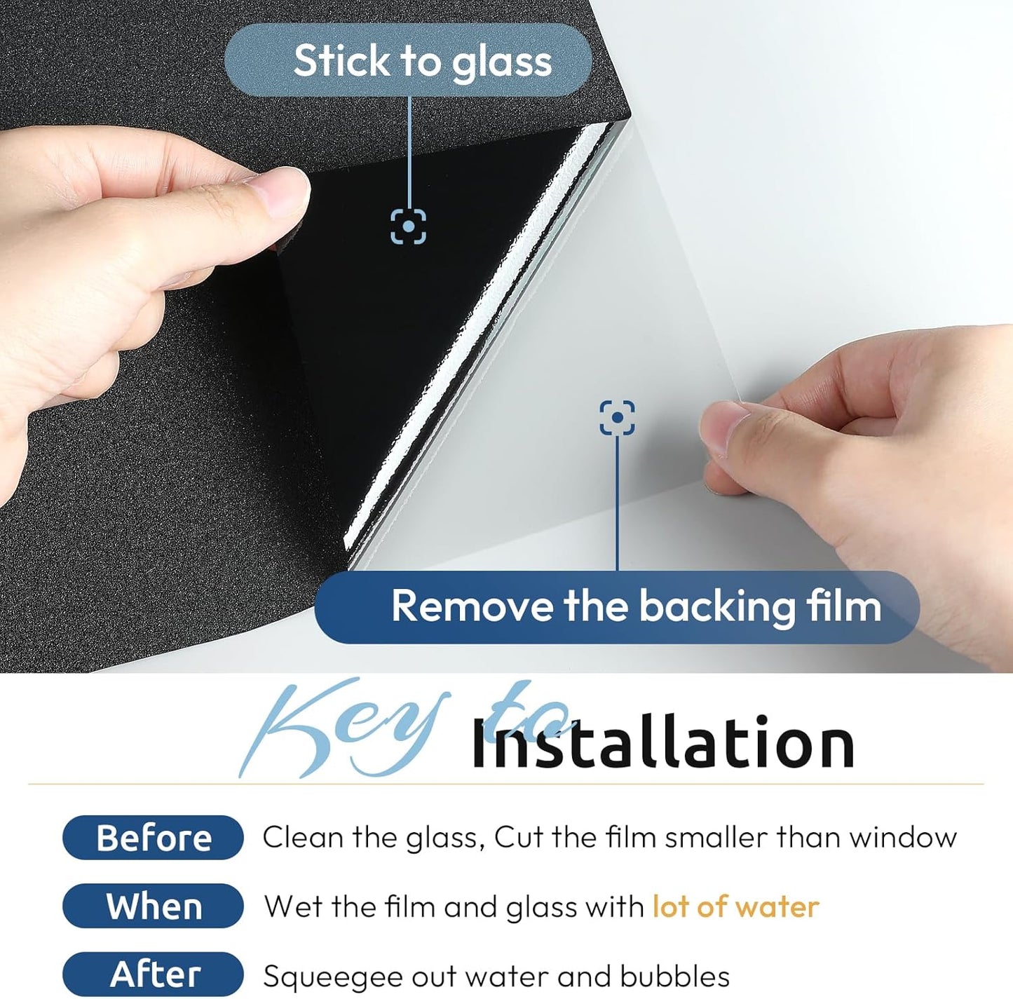 rabbitgoo Blackout Window Film, Sun Heat Blocking Privacy Cover for Glass, Removable Opaque Room Darkening Dark Black Out Window Covers Tint Shades for Home Day Sleep Light Blocker 35.4 x 78.7 Inches