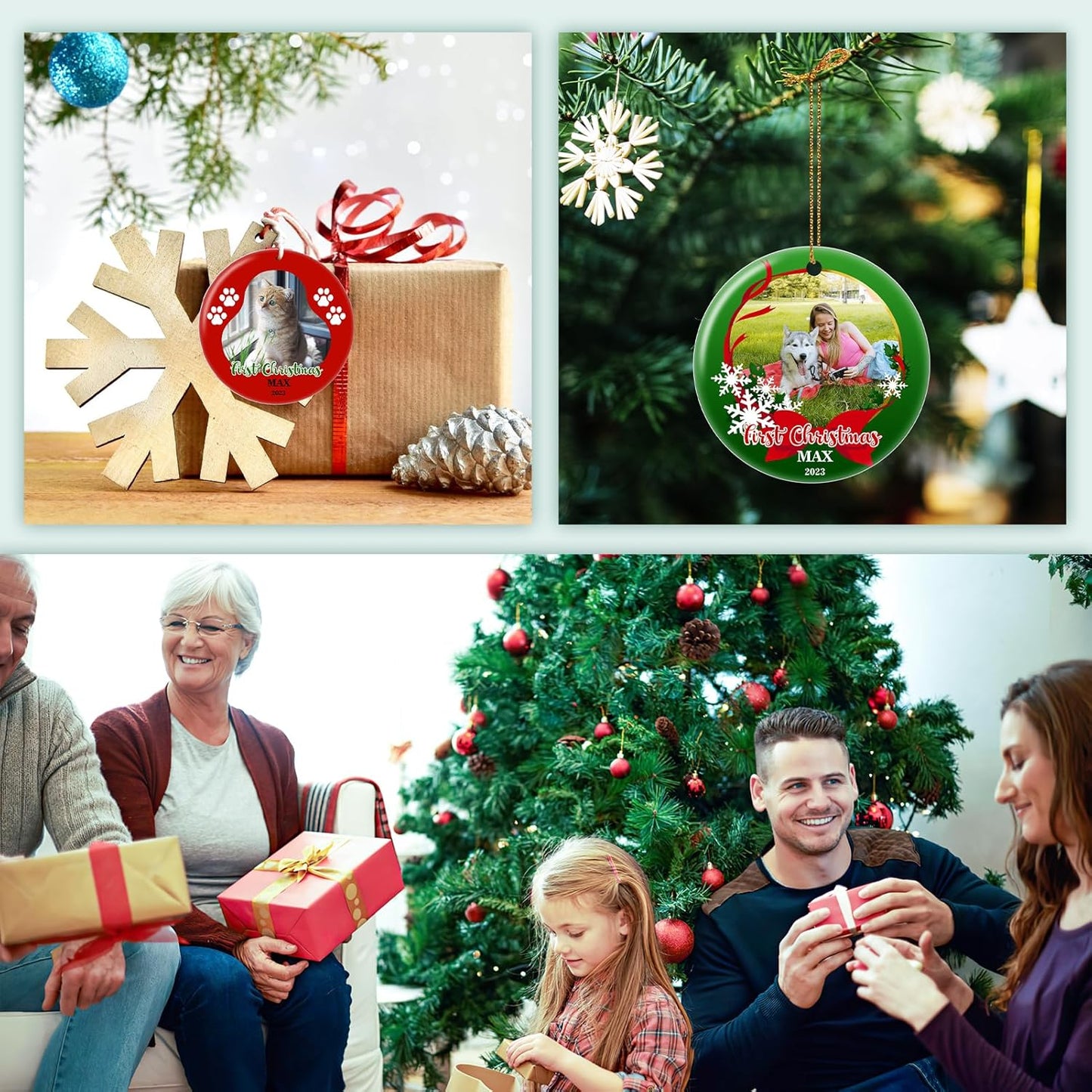 Personalized Christmas Ornament 2025 Custom Pet Memorial Gifts Photo Ornament Dog Cat First Christmas Ornaments Customized Xmas Tree Decorations Keepsake Gift for Dog Lovers, Pet Lovers