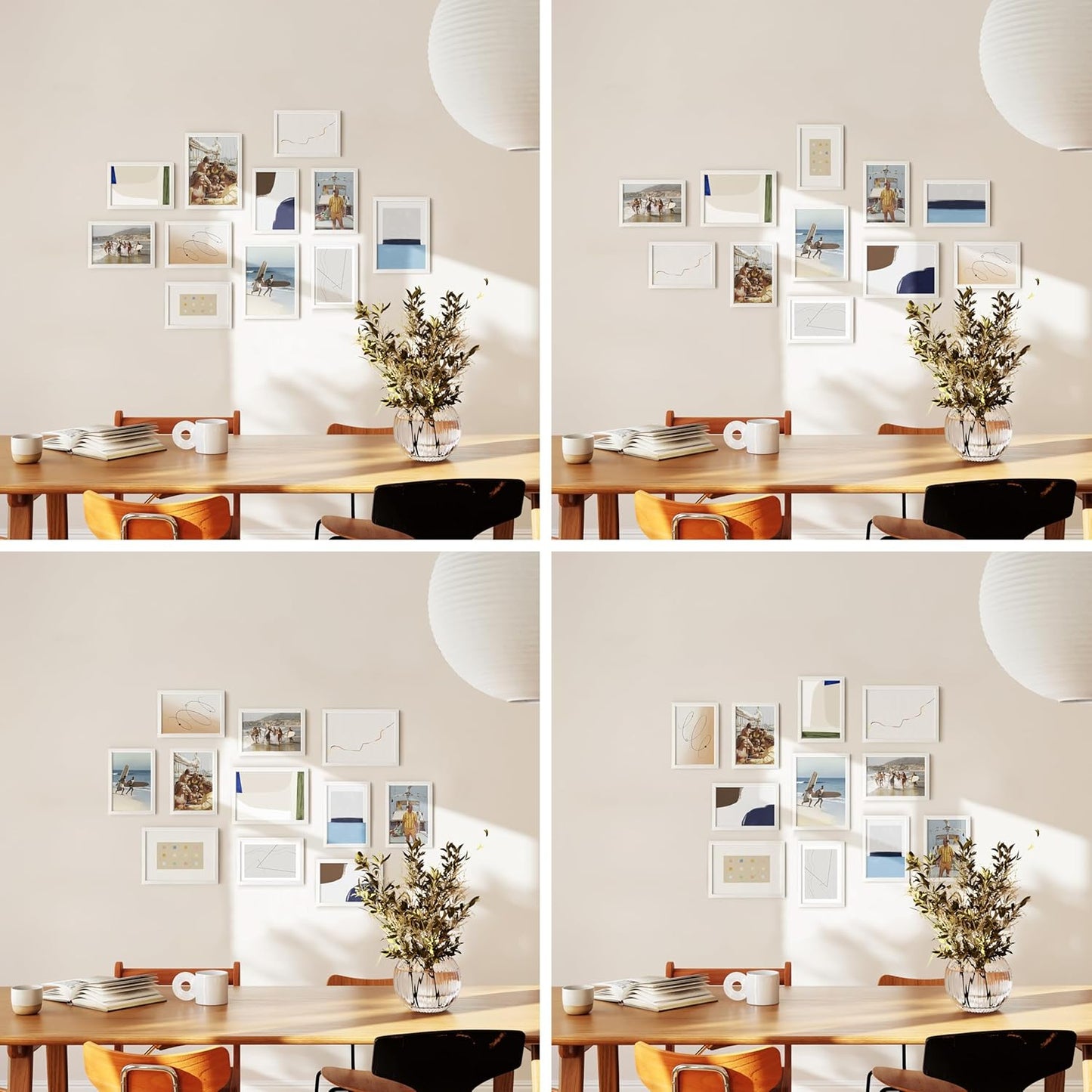 HAUS AND HUES White Oak Wood Gallery Wall Tabletop Frames Made with Real American Oak and Shatter-free Plexiglass - Set of 11 (Eight 4x6, Three 5x7, Framed White)
