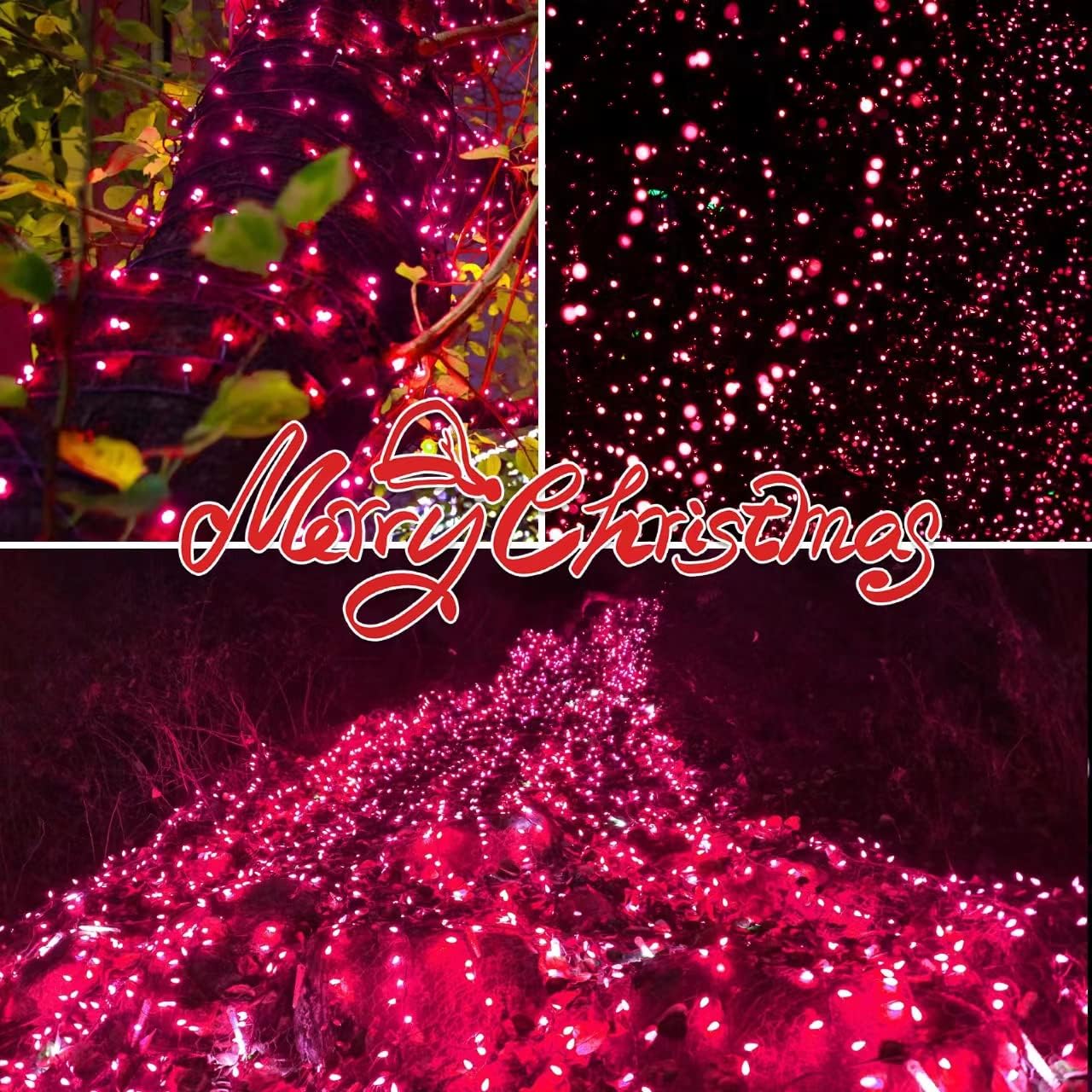100LIGHTS PINK Extra-Bright With End Connectors Christmas Decorative Lights 5.98m UL Certified Mini String Light Set Waterproof for Home Garden Holiday Christmas Tree Party Patio Decor Wedding