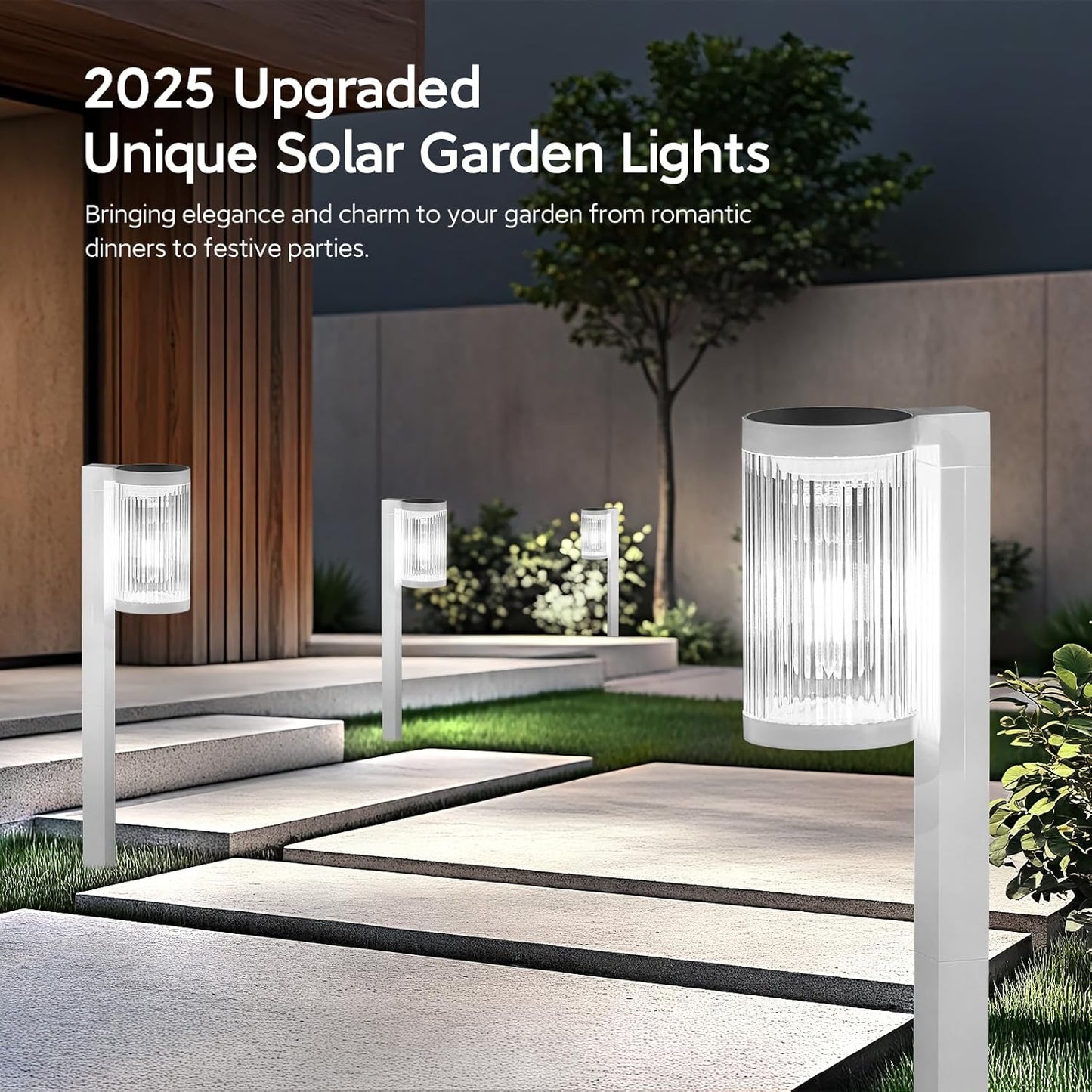 Solar Pathway Lights Outdoor, 2 Pack Upgraded Outdoor Solar Lights for Outside Super Bright Up to 12Hrs, IP65 Waterproof Solar Garden Lights for Yard Landscape Path Walkway Decoration(Cool White)