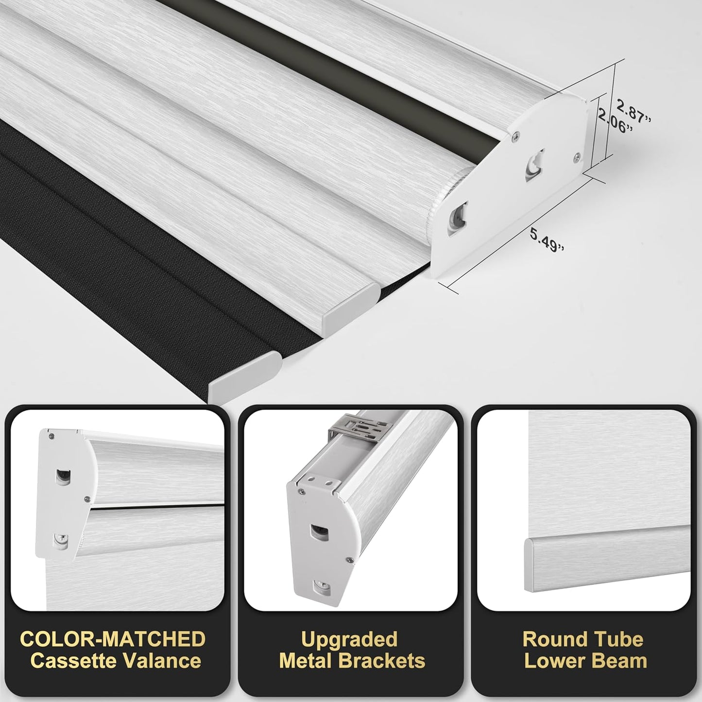 BERISSA Cordless Dual Roller Shades with Cassette Valance,Double Window Shades Blackout and Light Filtering Shades,Day and Night Roller Shades for Home Office Door.Linen Black and White.42 W x 56" H