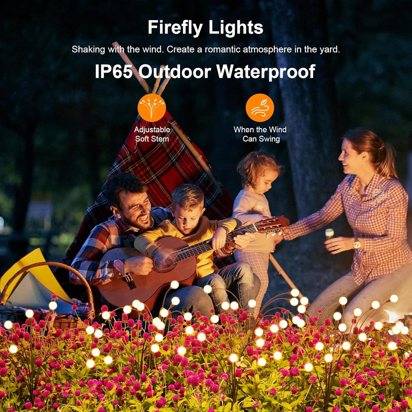 Solar Lights Outdoor(4-Pack, 32 LEDs), ASMAD Solar Garden Lights, Outdoor Decorations, Firefly Light for Patio Decor, Big Bulb, Unique Gifts for Women, Gifts for Grandma