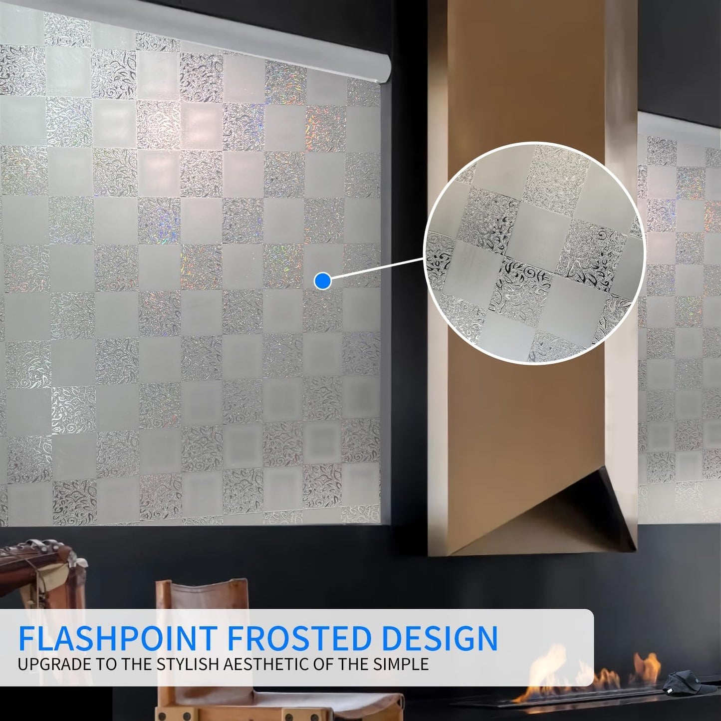 Window Film Privacy Day and Night with Installation Tools, Static Cling Glass Film Ideal for Home Shower Office Glass Door (White, 17.5X196.9 Inch)