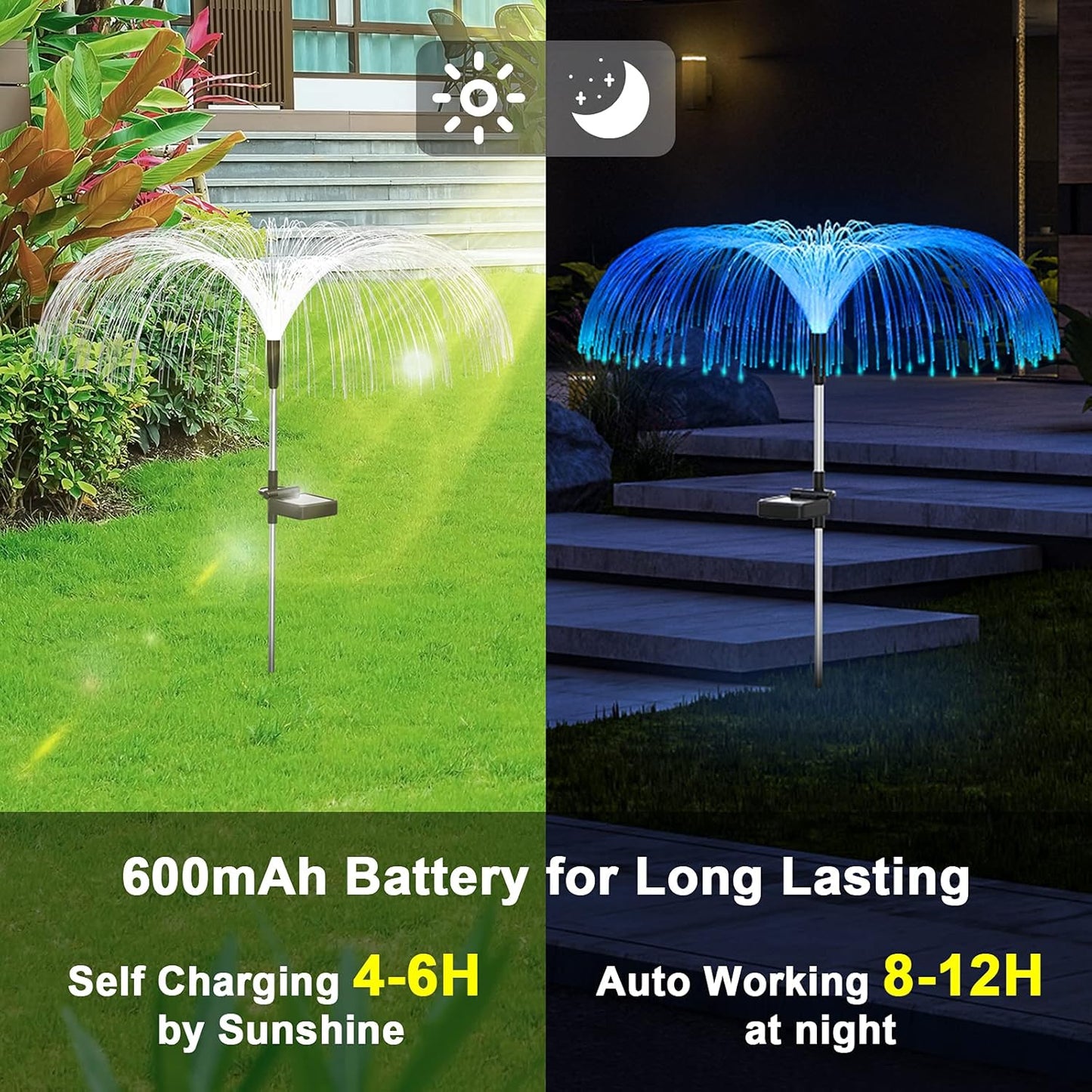 Vosaro Solar Flower Lights Outdoor Garden Decorations Waterproof, 7 Color Changing Decorative Solar Stake Light for Yard Pathway Patio Lawn Party Wedding Decor, 3 PCS