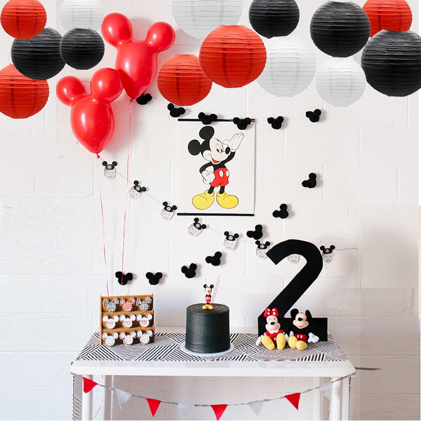 Paper Lanterns Party Decorations Red Black - Hanging Paper Lanterns Indoor Outdoor - Minnie Mouse Ladybug Theme Birthday Baby Shower Graduation Wedding BBQ Party Supplies, 15pcs