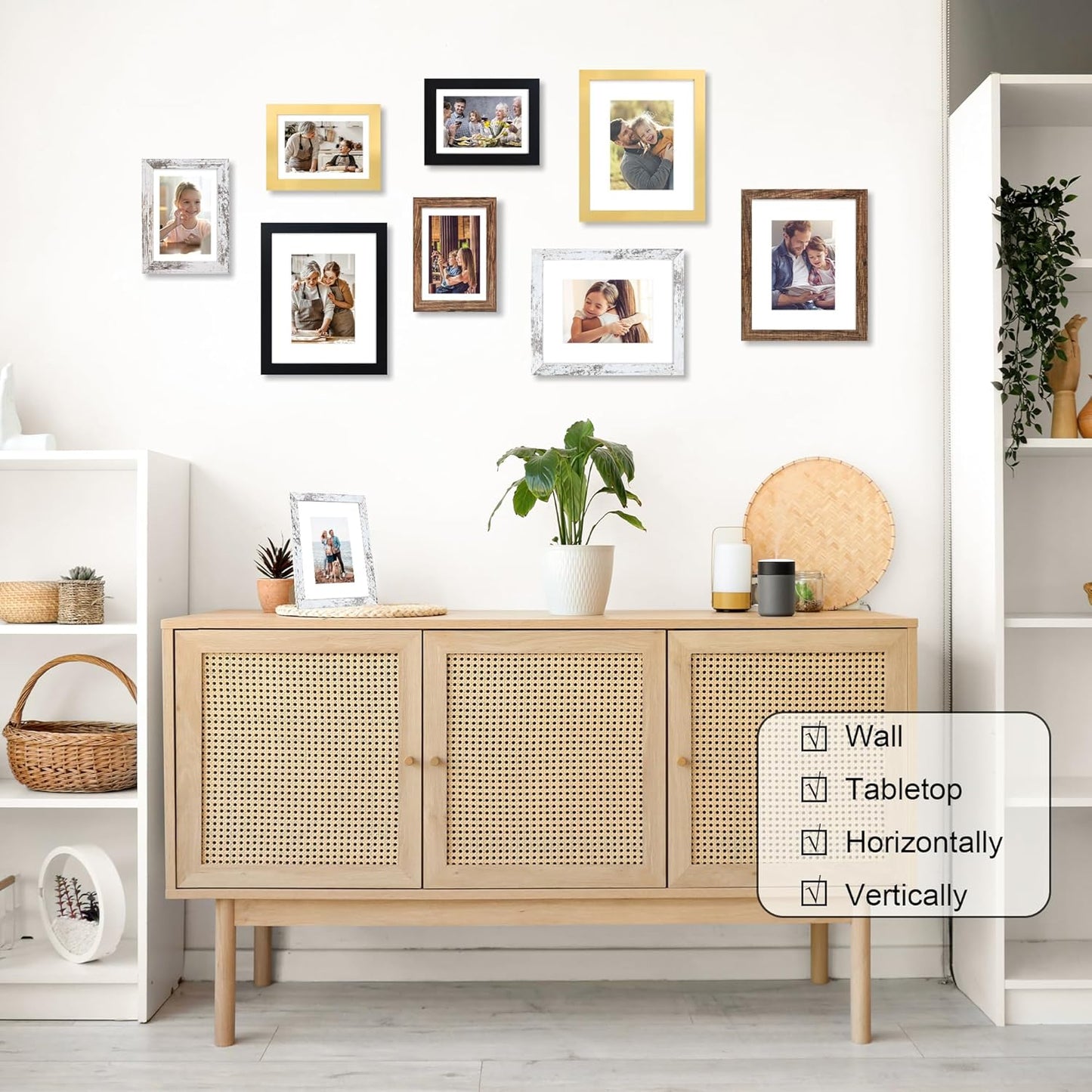 4x6 Picture Frame Set of 4, 4 x 6 Wood Photo Frames with Mat for 3.5x5, Rustic Natural Wooden Frame with Real Glass Cover for Wall and Tabletop Display,Distressed White