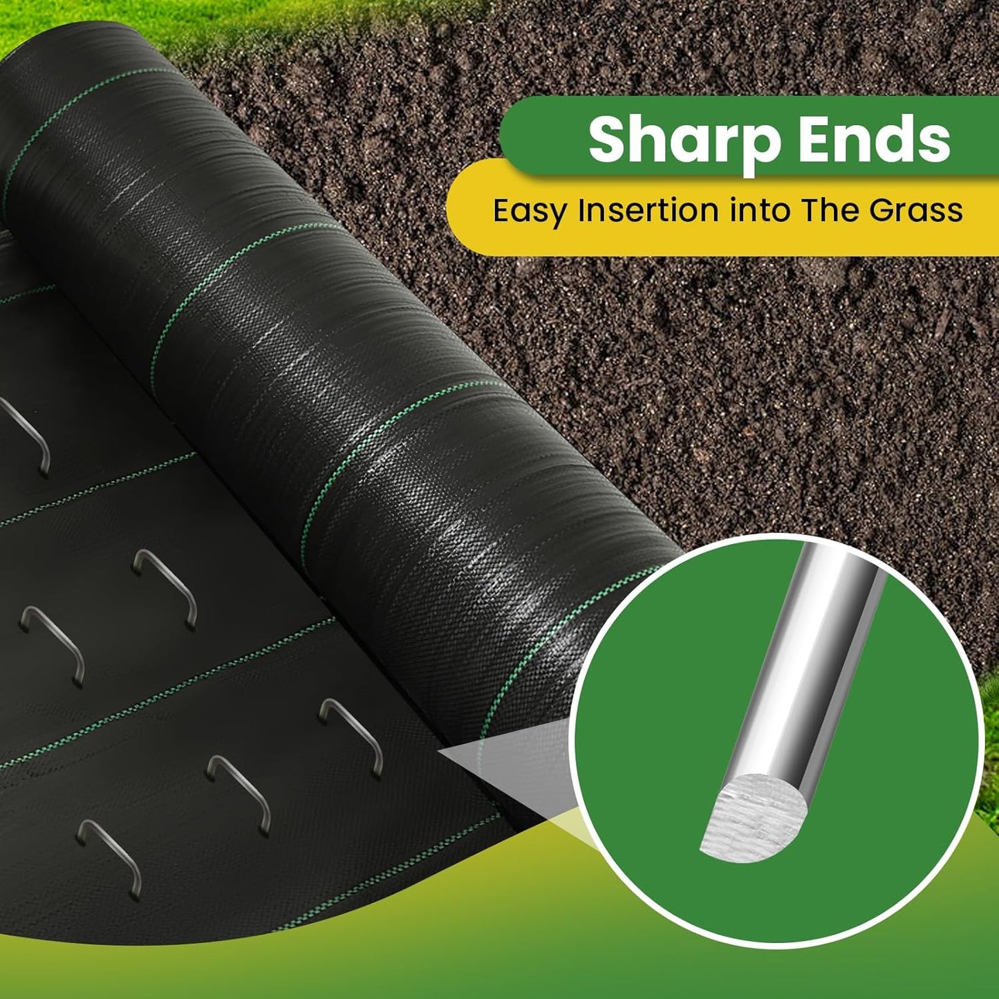 Landscape Staples Galvanized 6 Inch 60 Pcs, Metal Garden Stakes 1.6 Inch Width, Garden Staples for Weed Barrier Tubing Lawn 11 Gauge