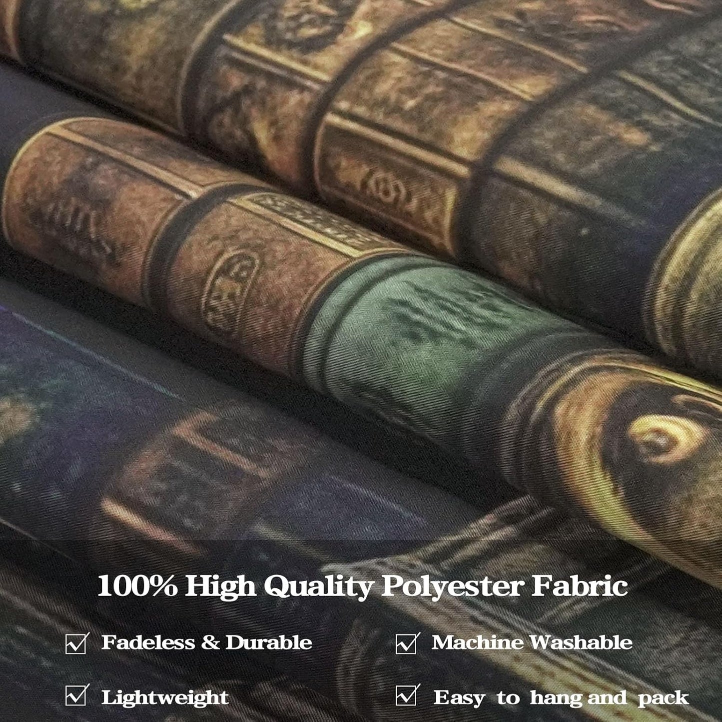 YEXIT Retro Bookshelf Wall Tapestry, Vintage Books Study Library Tapestries for College Dorm Bedroom Magic Caslte Backdrop 60×80 inch