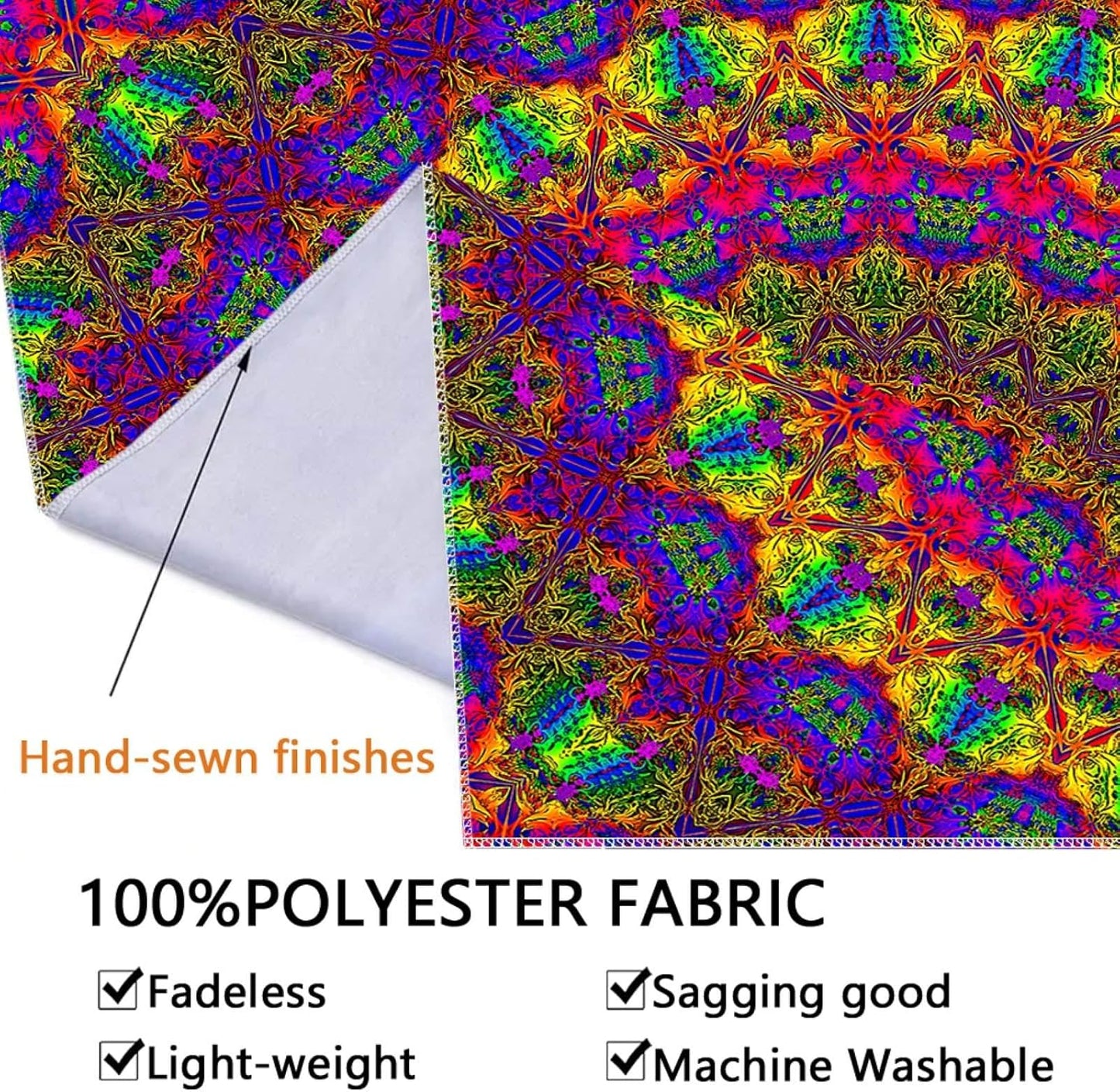 PSYHILAR Blacklight Mandala Boho Tapestry, Black Light Bohemian Hippie Poster for Adults and Teens, Aesthetic Colorful UV Reactive Wall Art Decor for Bedroom (40 x 30 Inches)