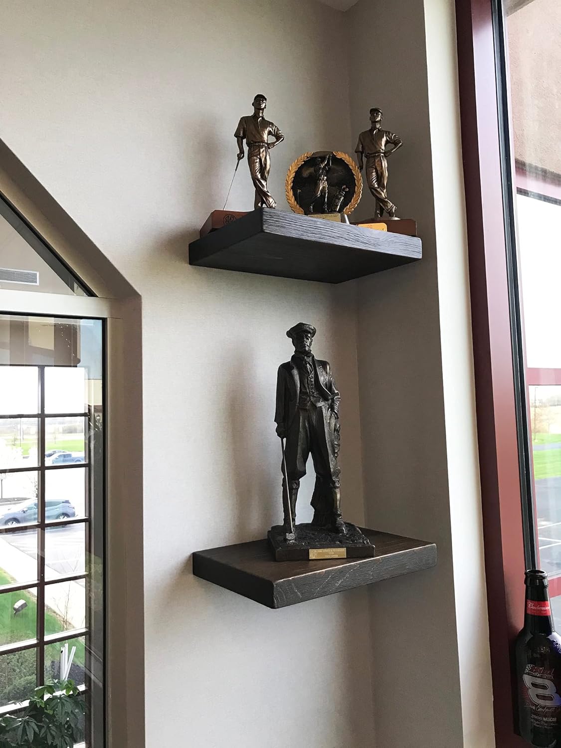 joelsantiques - 24 Inch Wooden Floating Shelves for Wall - 24x8x2 in - Made of Natural Wood - Short Heavy Duty Rustic Wall Shelves for Bedroom - Perfect for Living Room, Kitchen - Black