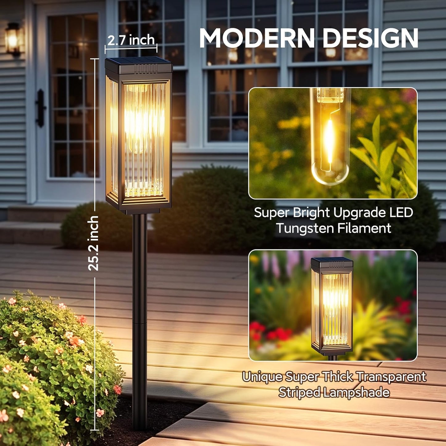 Solar Pathway Lights Outdoor, 6 Pack Upgraded Solar Lights Outdoor Waterproof, Bright Up to 15 Hrs Auto On/Off Garden Light for Yard Patio Lawn Path Walkway Driveway Outside Decor