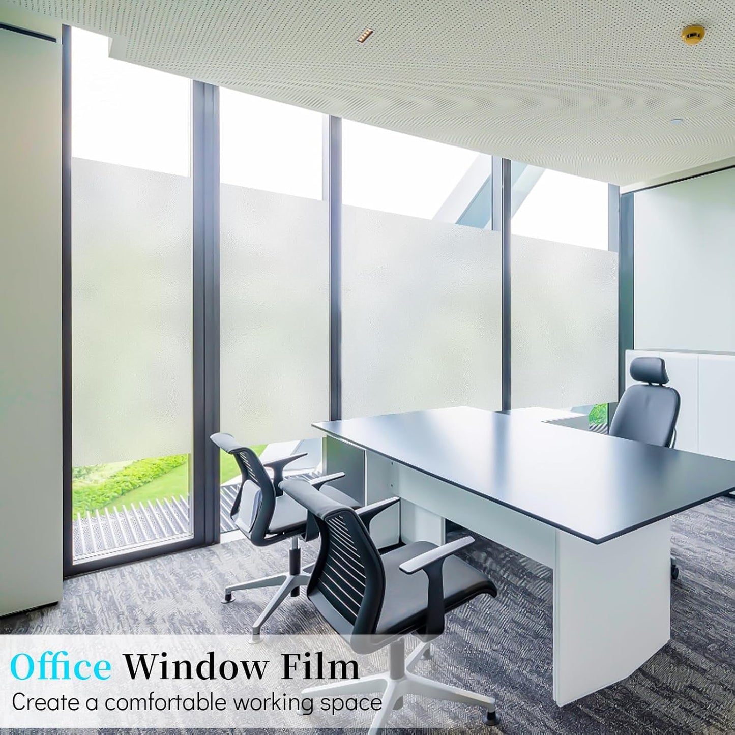 Niviy Frosted Glass Window Privacy Film with Free Installation Tools 23.6 x 157.4 Inch Static Cling Bathroom Window Frosting Film Day and Night Privacy Windows Cling Home Glass Door Cover