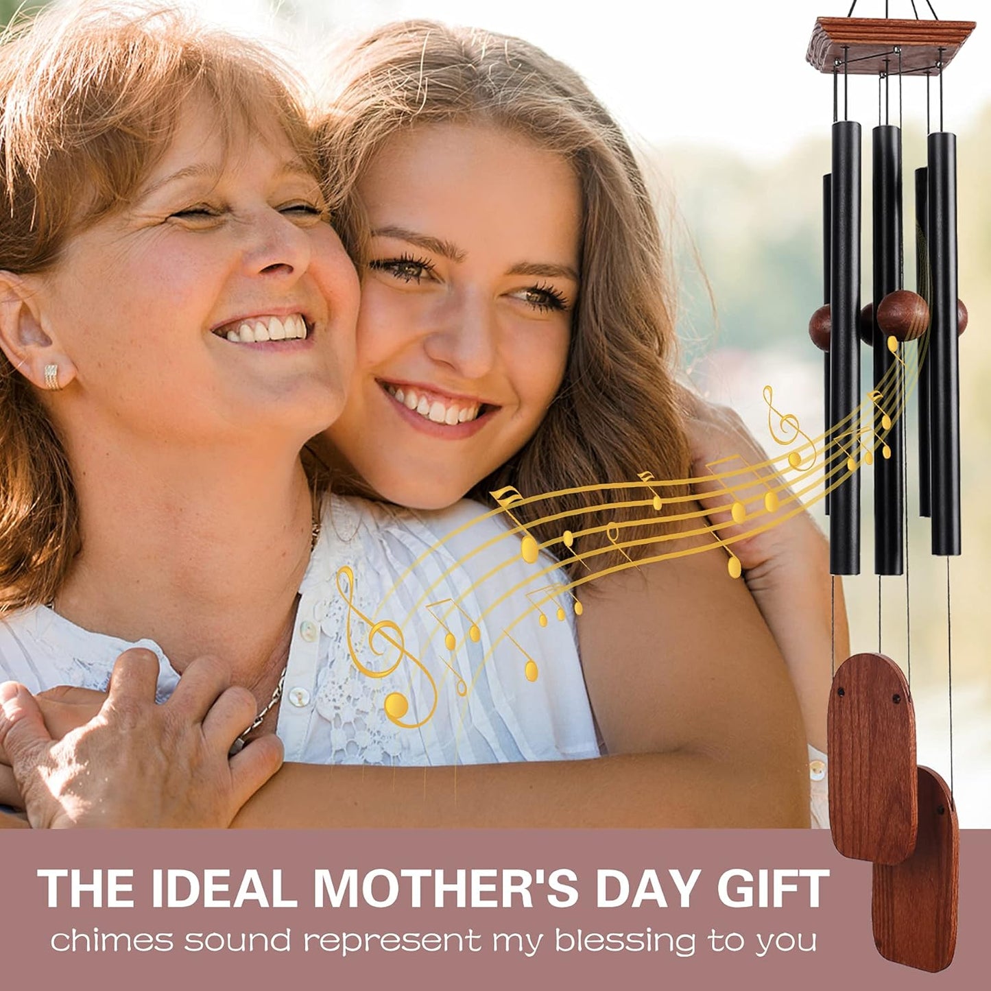 Wind Chimes for Outside Deep Tone, 36in Sympathy Wind Chimes Outdoor Clearance, Gifts for Mother's Day and Christmas, Outdoor Decor for Garden, Patio, Yard(Wood Wind Chime, Black)