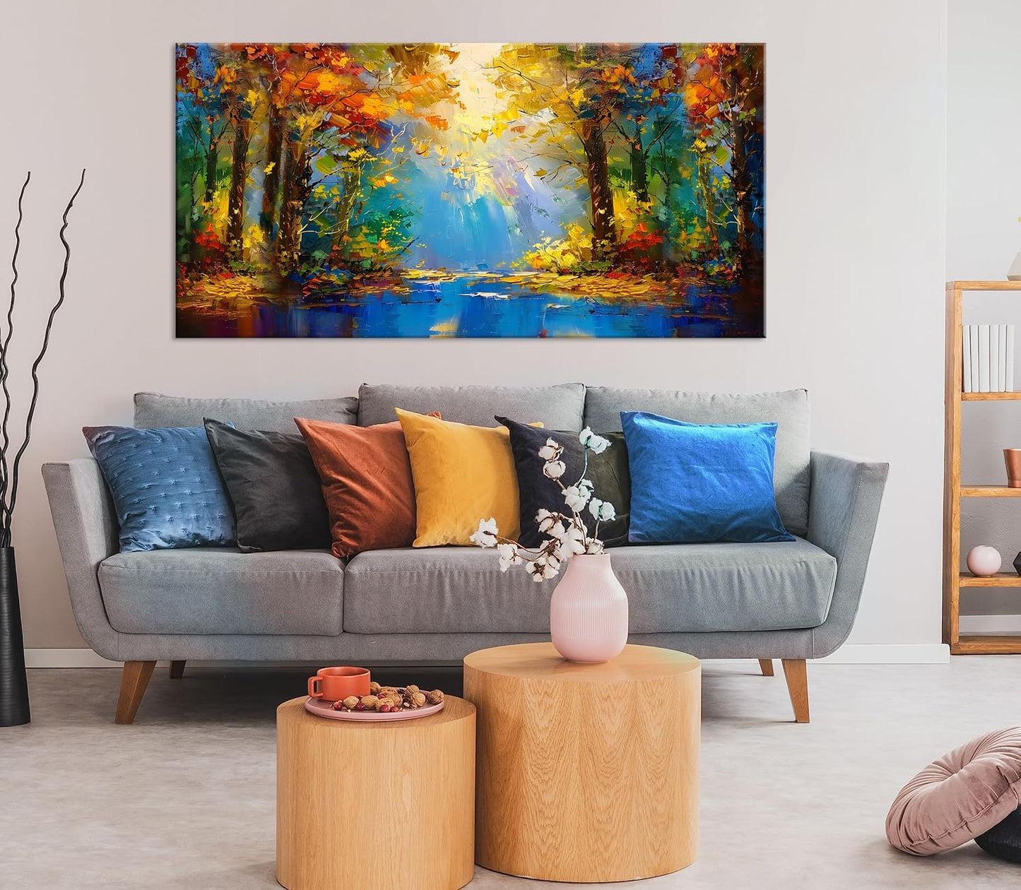 LASMOND Beautiful Colorful Forest Scenery Landscape Wall Art Decor Artwork for Bedroom Living Room (20x40 Inches)