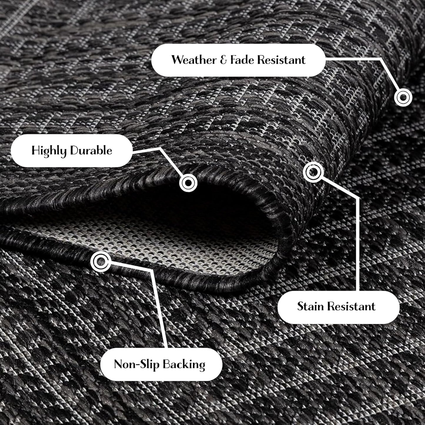 Adiva Rugs Outdoor Indoor Area Rug, Weather Resistant, Easy to Clean, Stain Resistant Floor Mat for Dining Room, Backyard, Deck, Patio (Pebble Weiss, 9' x 12')