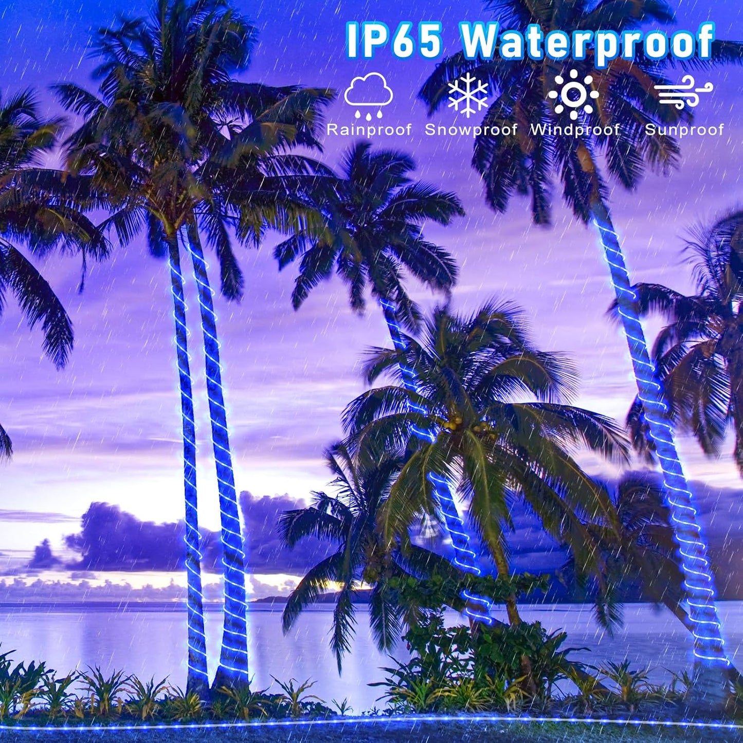 Rope Lights for Outside, 164FT 500 LED Rope Lights Outdoor Waterproof, 8 Modes Plug in String Lights for Indoor Bedroom, Garden, Deck, Patio, Pool, Landscape, Party Decorations - Blue