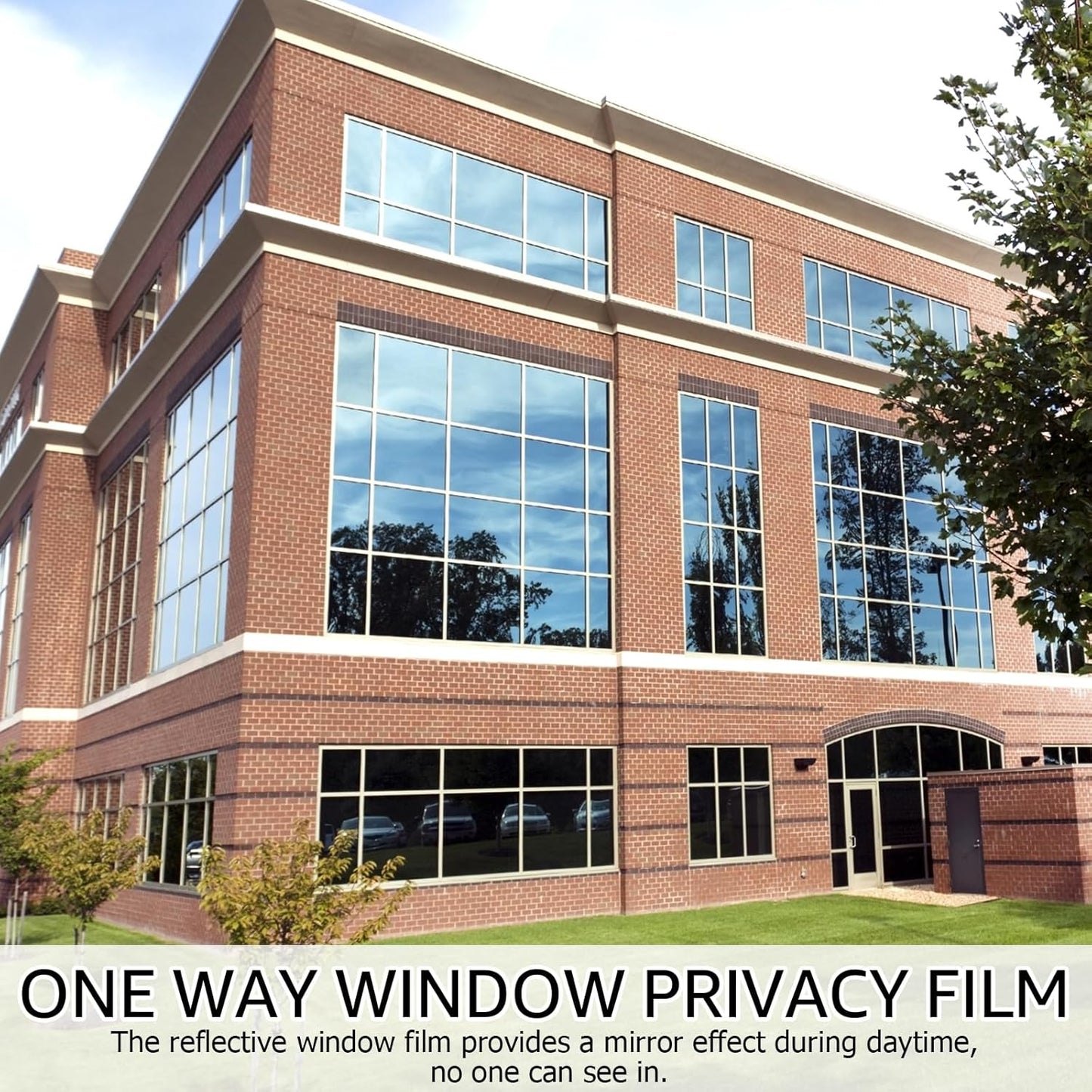 HIDBEA One Way Window Film, Daytime Privacy Sun Blocking Reflective Window Film No Glue Static Cling Heat Control Window Tinting Film for Home and Office, Black Silver, 45.3 x 78.7 Inch