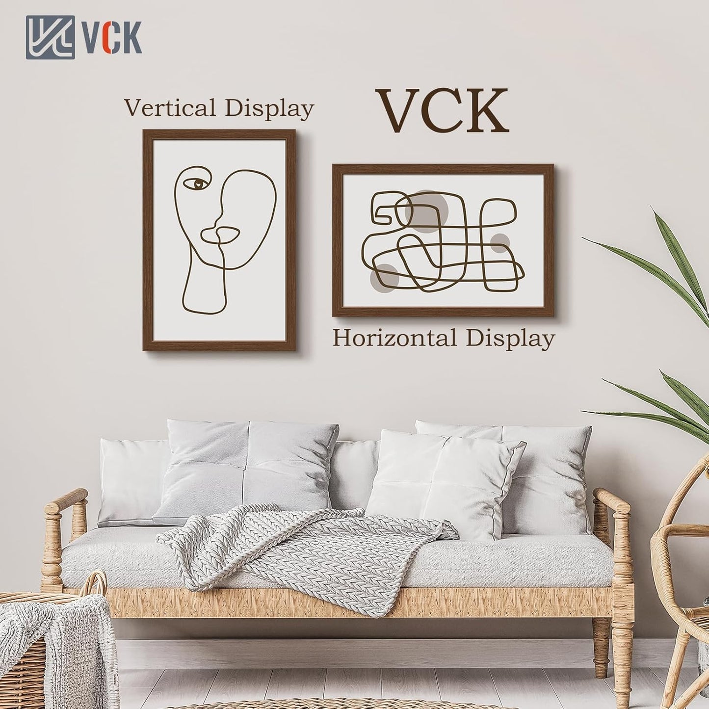 VCK 16x24 Picture Frame 3 Pack, Brown Wood Poster Frame with Exclusive Wood Grain, Wall Mounting Hanging