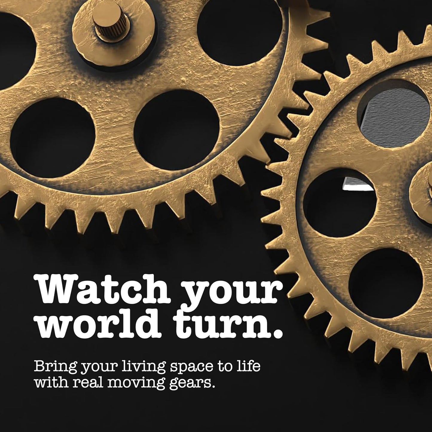 Driini 30 Inch Large Rustic Farmhouse Gear Clock with Moving Gears – Vintage Oversized Wall Clock with Iron Frame – Giant Industrial Steampunk Wall Clock for Living Room Décor (Walnut)