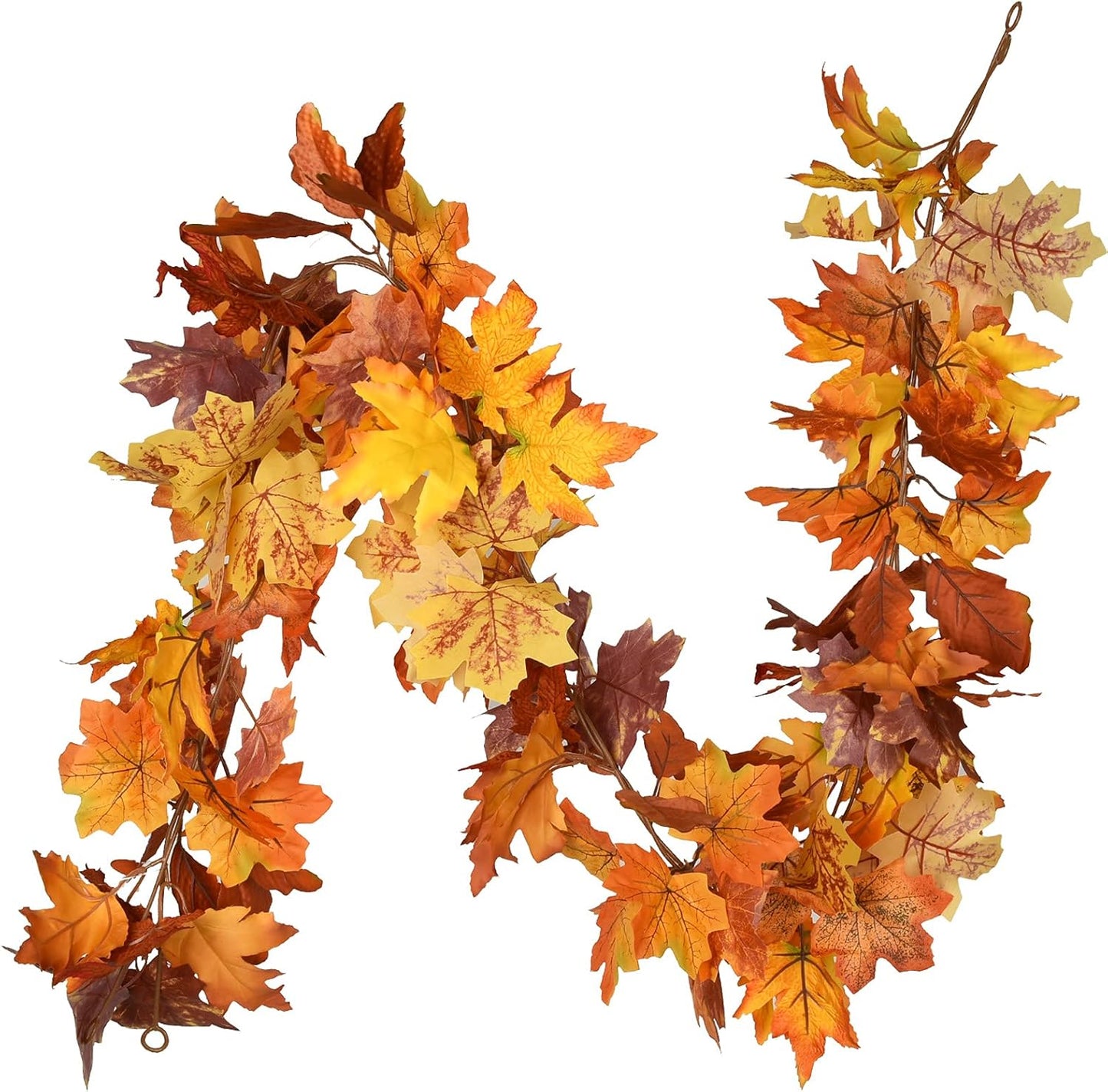 Artiflair 2 Pack Fall Maple Leaf Garland, 5.9Feet/Strand Hanging Vine Artificial Autumn Foliage Thanksgiving Decor for Home Wedding Fireplace Party Christmas