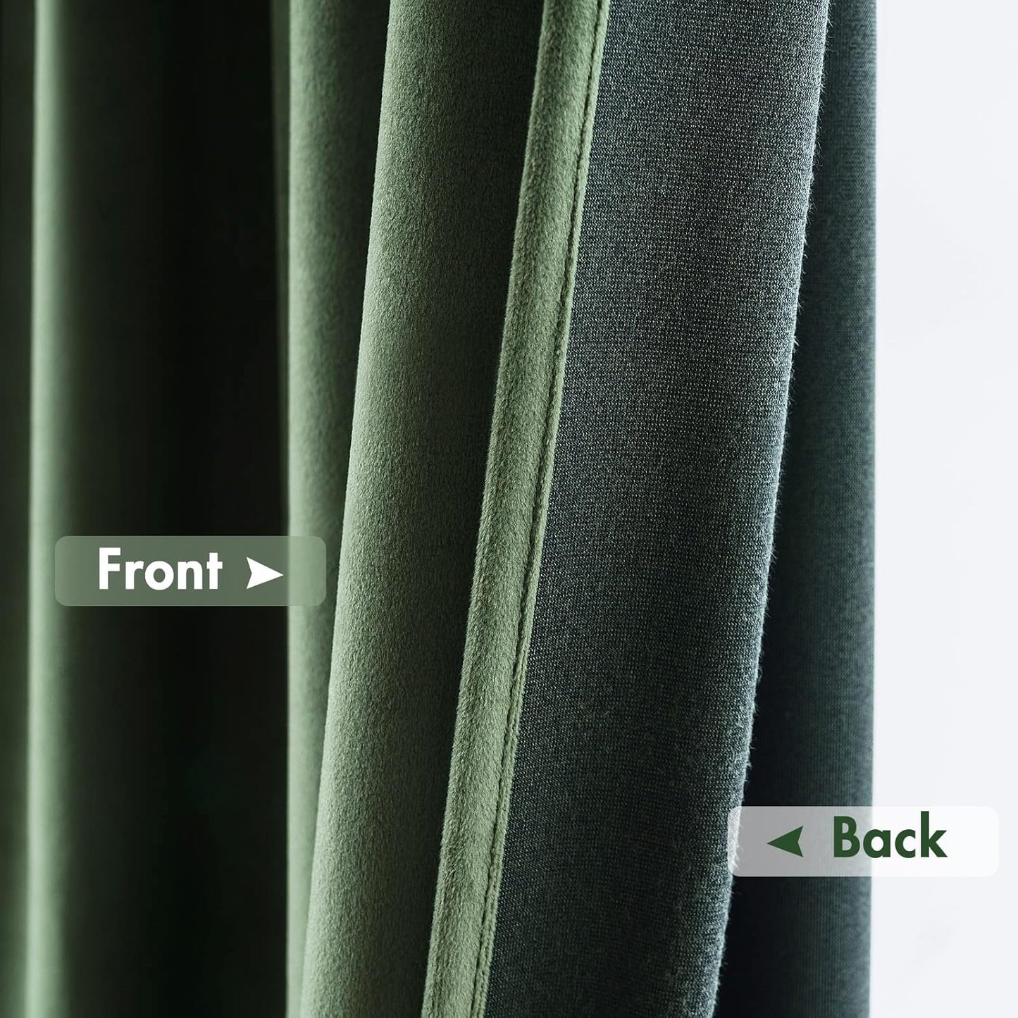 MIULEE Olive Green Velvet Curtains Thermal Insulated Blackout Curtain Drapes for Bedroom Living Room Darkening 96 Inches Long Curtains Panels Rod Pocket Set of 2