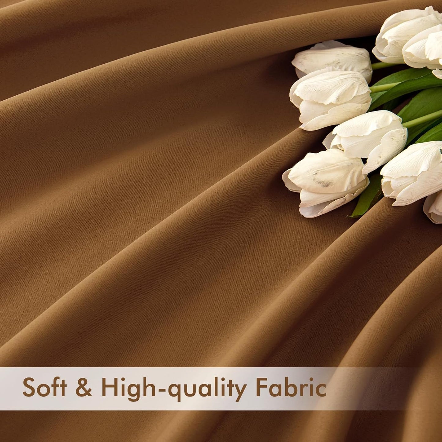 MIULEE Golden Brown Back Tab Blackout Curtains 72 Inches Long 2 Panels Set for Living Room Bedroom Privacy, Rod Pocket/Pinch Pleat Thermal Insulated Room Darkening Pleated Light Blocking Drapes