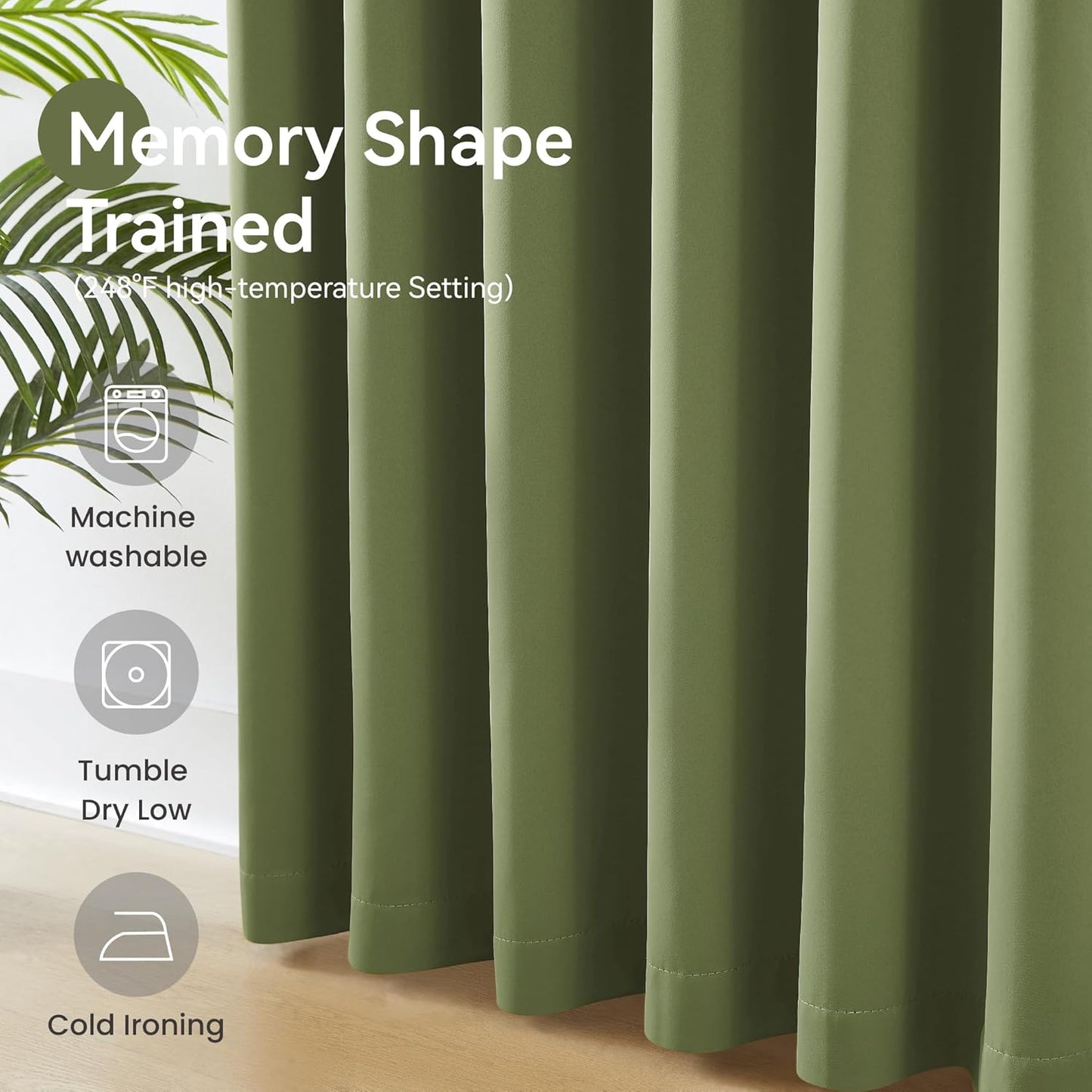 KangBang 60” Wide Sage Green Blackout Curtains 102 Inches Long, Pinch Pleated Thermal Insulated Sliding Door Curtains & Drapes for Living Room French Door, Elegant Modern Decor, 60x102 Inch,2 PCs