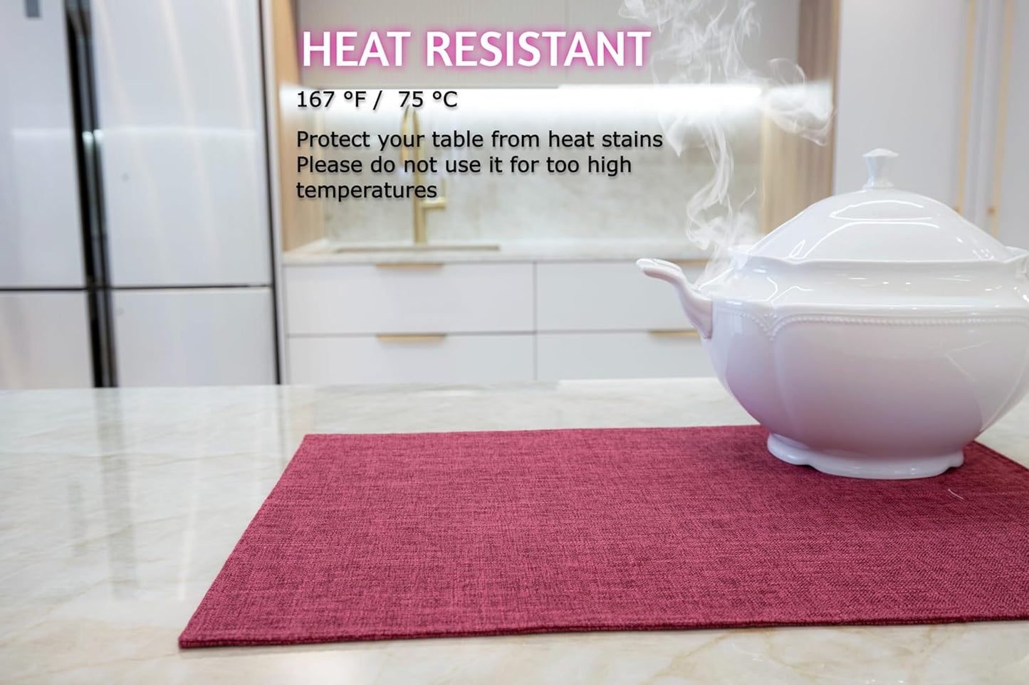 Placemat Set-Washable Place Mats for Parties-Elegant Table Mats for Kitchen Table, Set of 4 Dining Table Placemats-Heat-Resistant Cloth Placemats for Indoor and Outdoor,13x19-Burgundy Purple