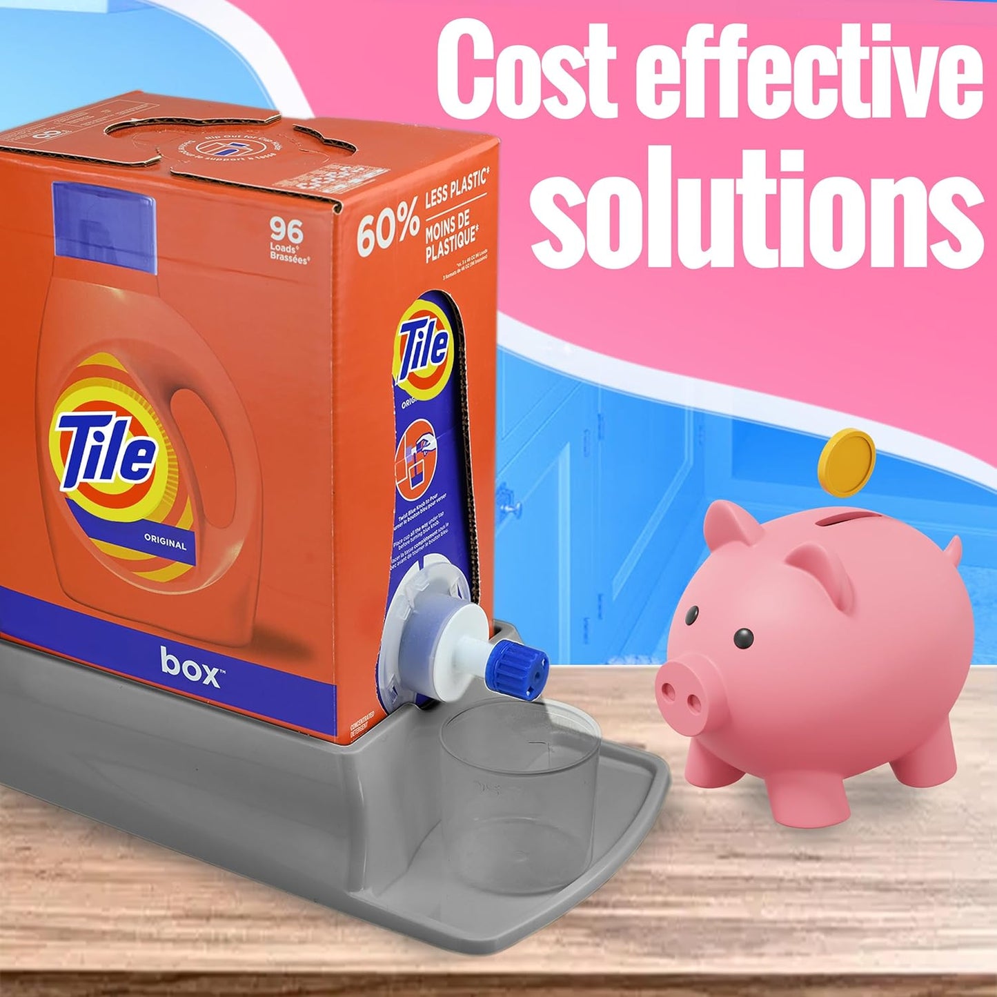 Skywin Laundry Detergent Holder For Eco Box Laundry Soap Dispenser with Easy-to-Store Package - Less Plastic Liquid Detergent Dispenser (Grey)