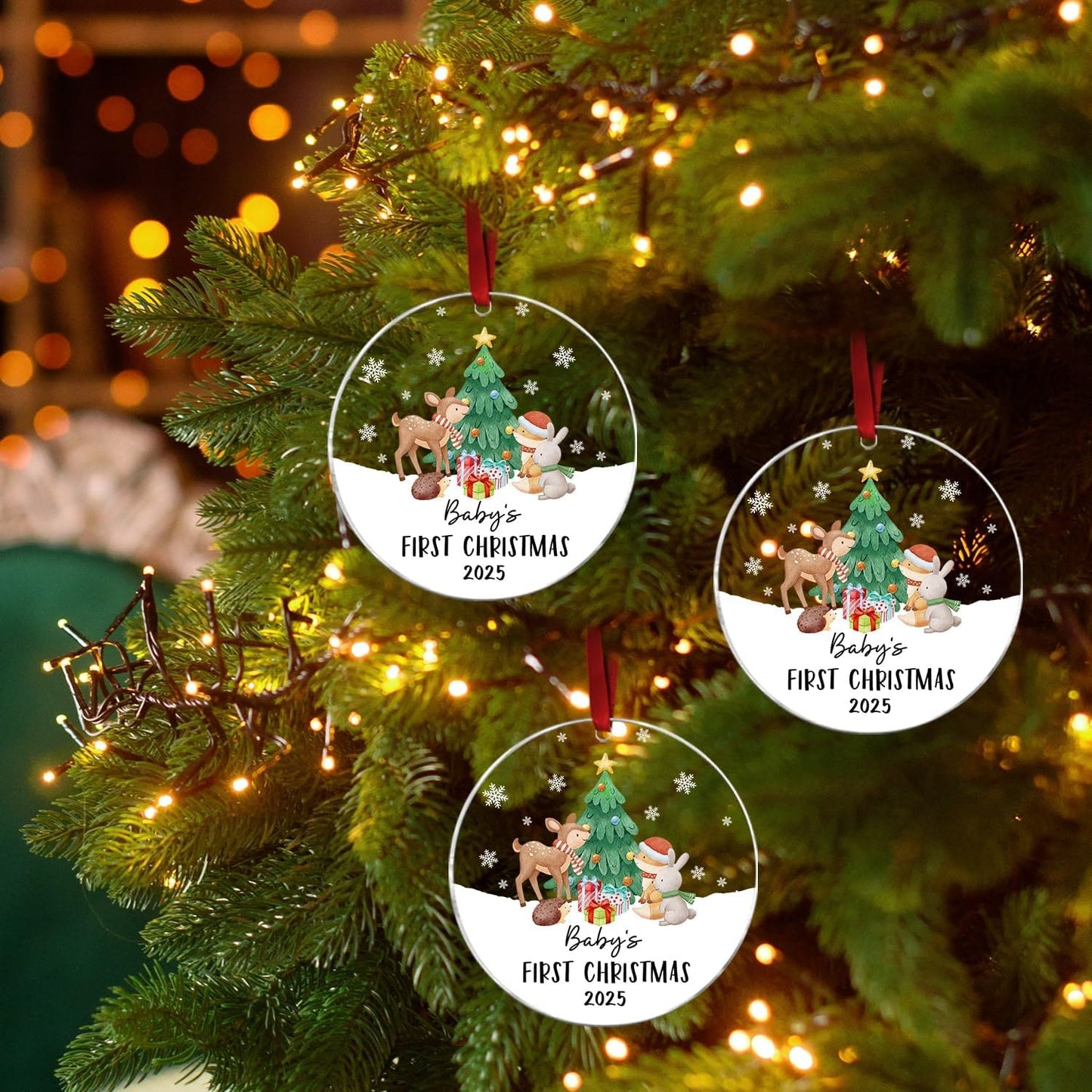 Baby's First Christmas Ornament 2025 - Acrylic Baby Ornaments for Christmas Tree - Baby's First for New Parents, Family, Baby Boy Or Baby Girl - Christmas Tree Hanging Decorations