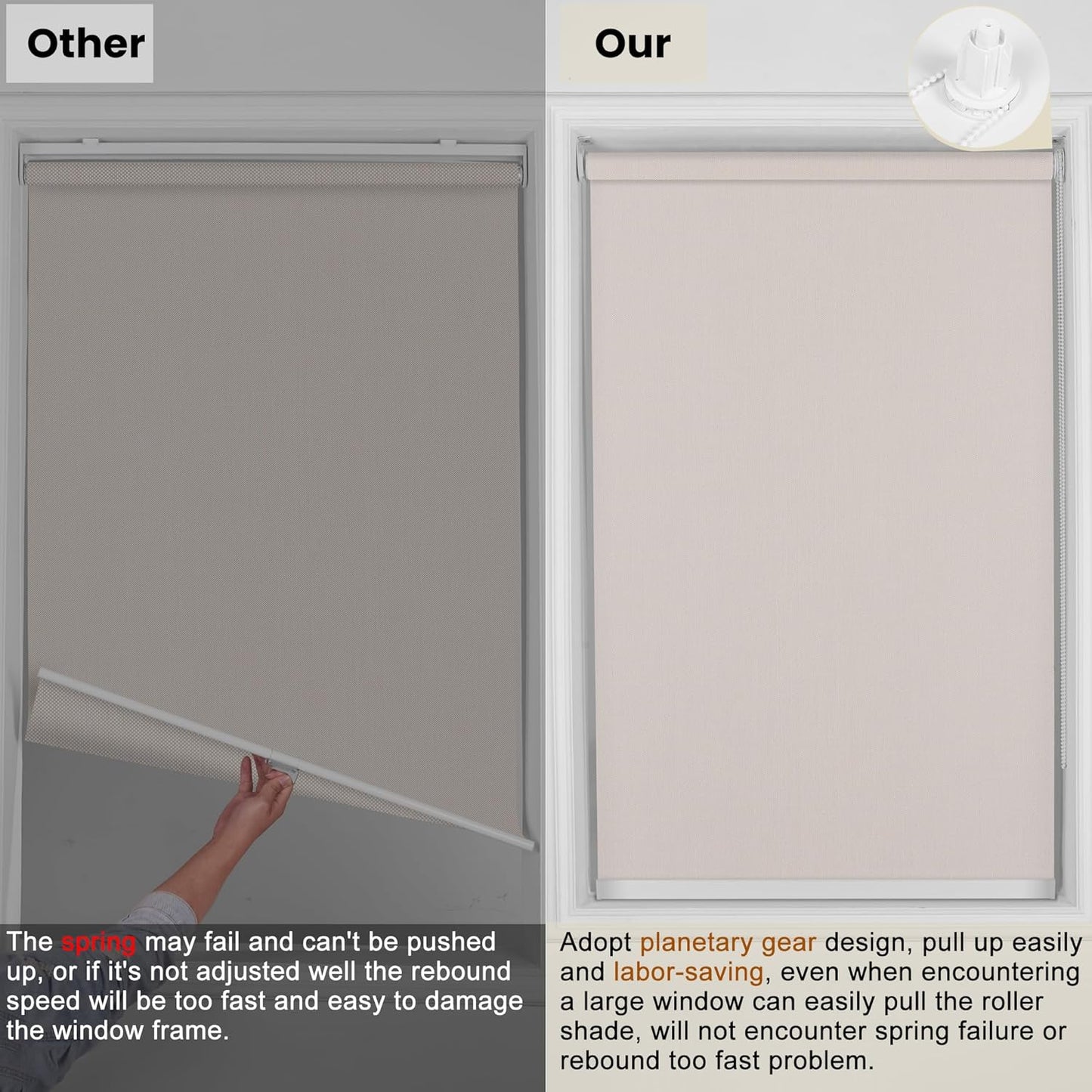 Custom Light Filtering Roller Shades for Windows 5% Openness Solar Shades UV Protection Light Filtering Blinds Heat Insulated Roller Blinds Solar Window Shades for Home Office Door,Beige