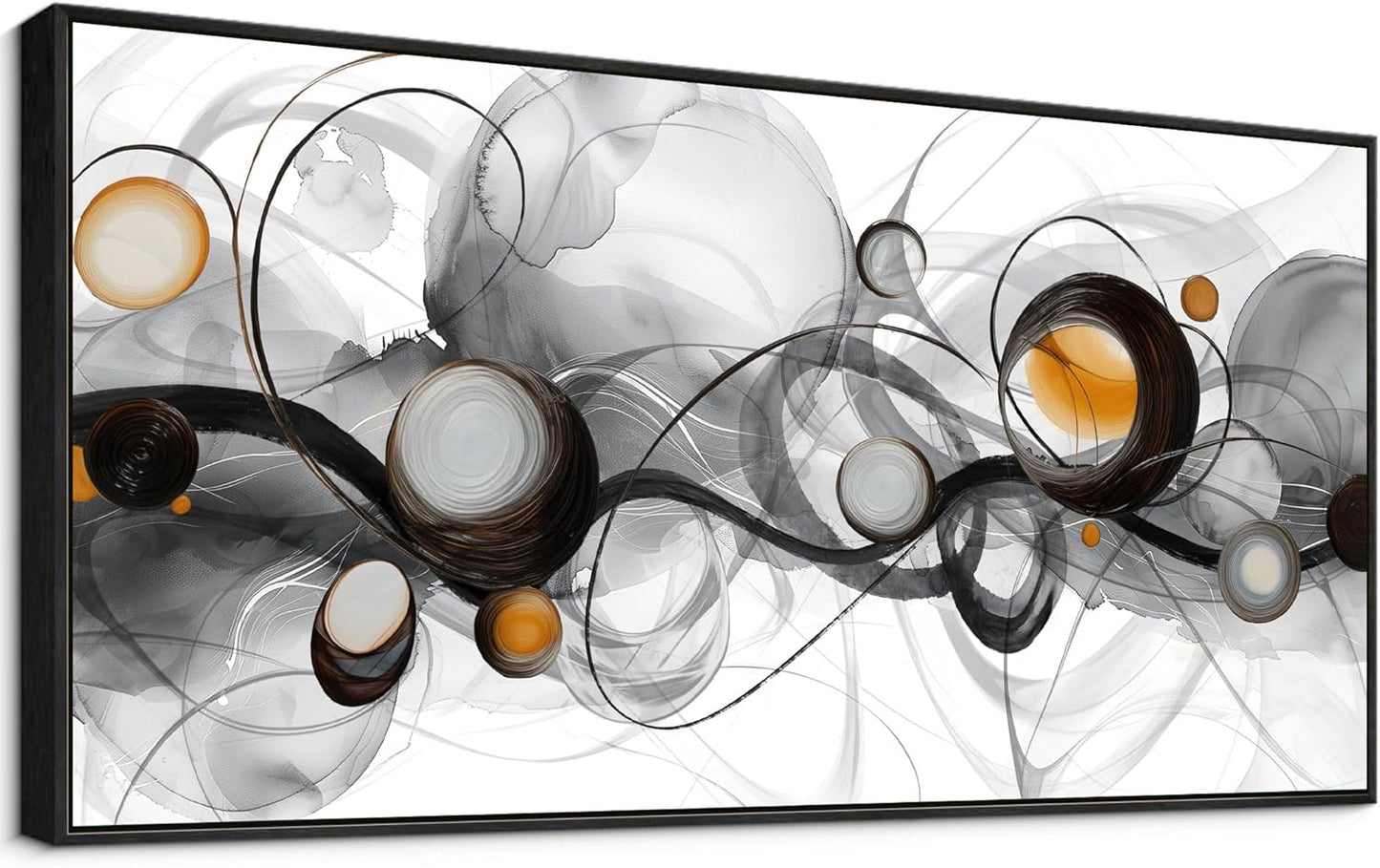 XLSJERST Black Wall Art - Abstract Artwork Minimalist Painting Large Size Frame Wall Art for Living Room Wall Decor Modern Black and White Canvas Picture Boho Gray Wall Art