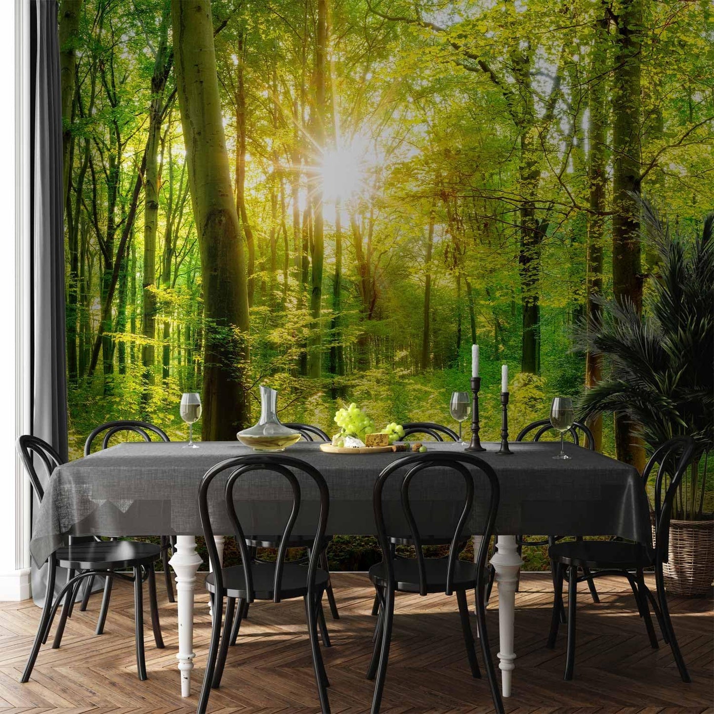 artgeist Wall Mural Forest 216x98 in - XXL Non-Woven Corner Wallpaper Fleece Angle Wall Decor Photo Print Picture Image Design Modern Landscape Nature Green Tree Panorama Sunshine b-B-0383-a-a