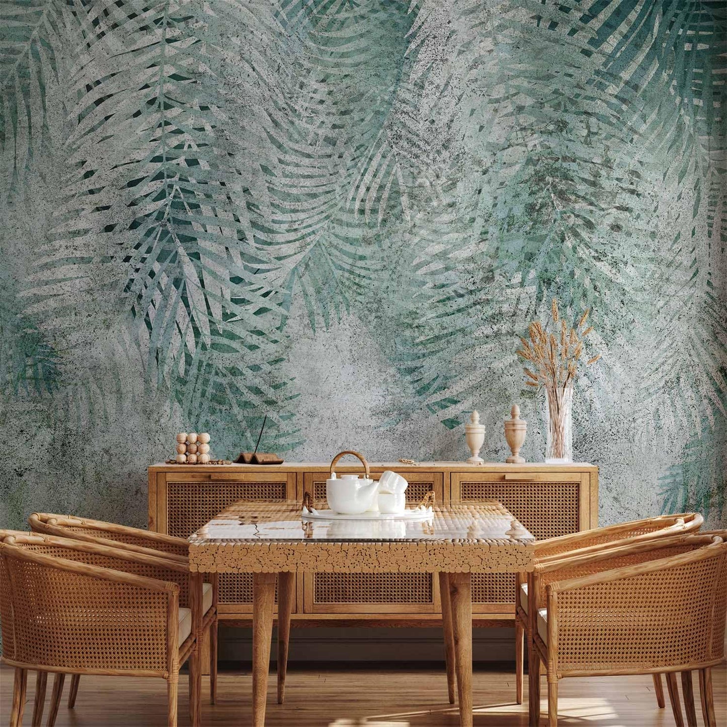 artgeist Wall Mural Leaves 154x110 in - XXL Peel and Stick Self-Adhesive Wallpaper Removable Large Sticker Foil Wall Decor Print Picture Design Nature Botanical Plants Palm Abstract b-C-0861-a-a