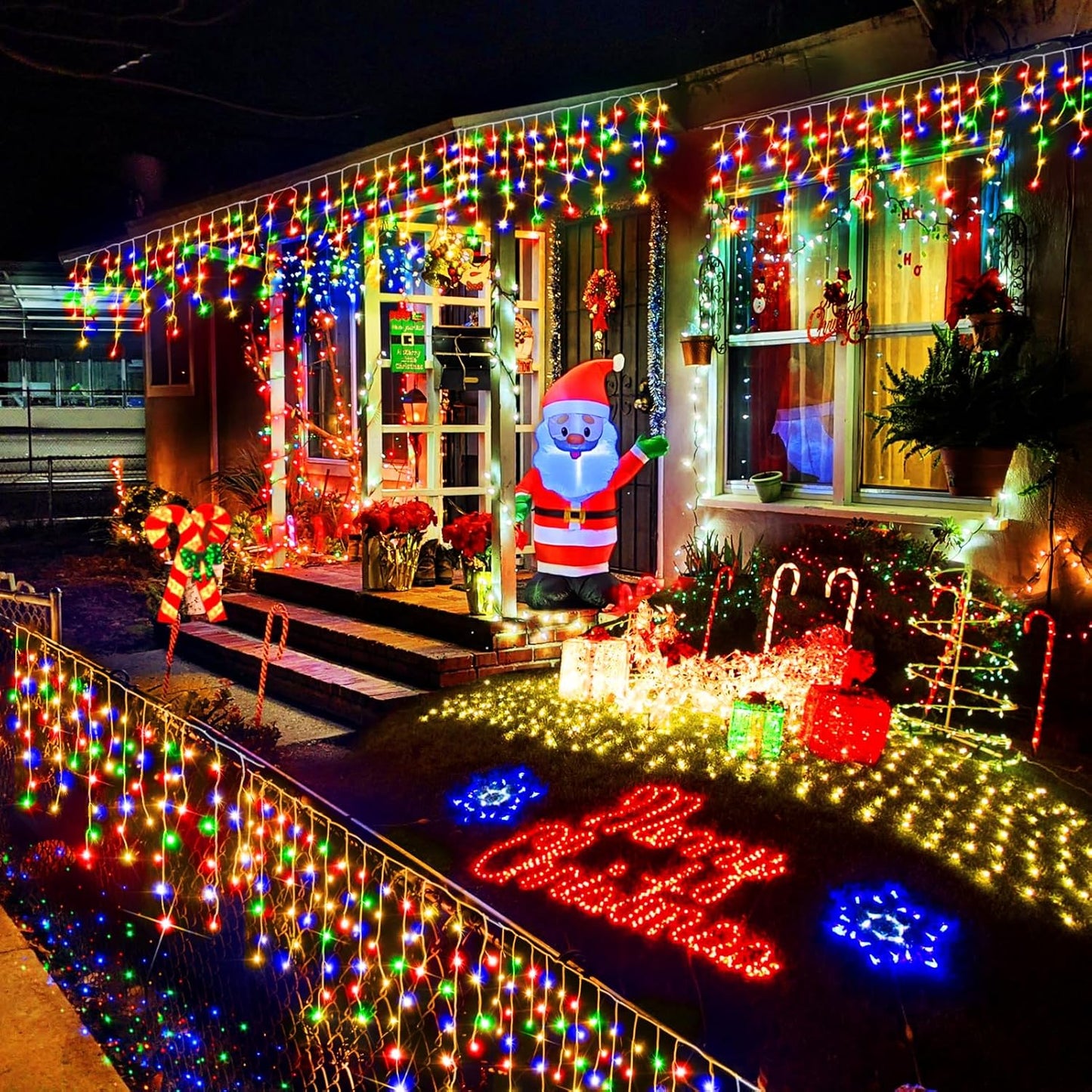 Heceltt Christmas Lights Outdoor, 66FT 640LED Ice Lights 8 Modes with 120 Drops,IP44 Waterproof Timer Memory Function for Christmas Decorations (Multicolor)