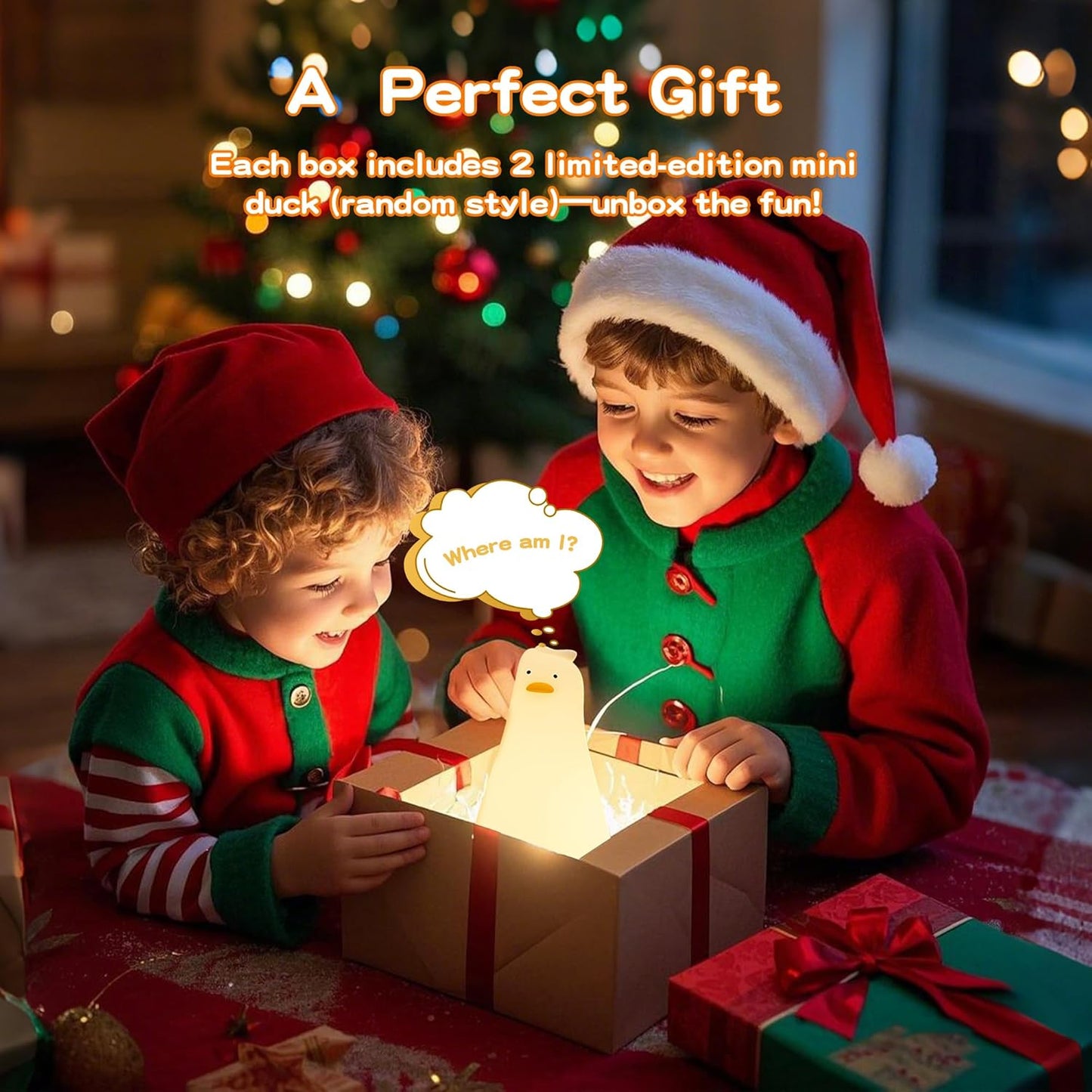 Lying Flat Duck Silicone Night Light, Cute Ducky Lamp with Gifts,Squishy Animal Nursery Nightlight, Dimmable/Rechargeable Portable Bedside Touch Lamp for Breastfeeding,Baby Adults Kids Room Decor