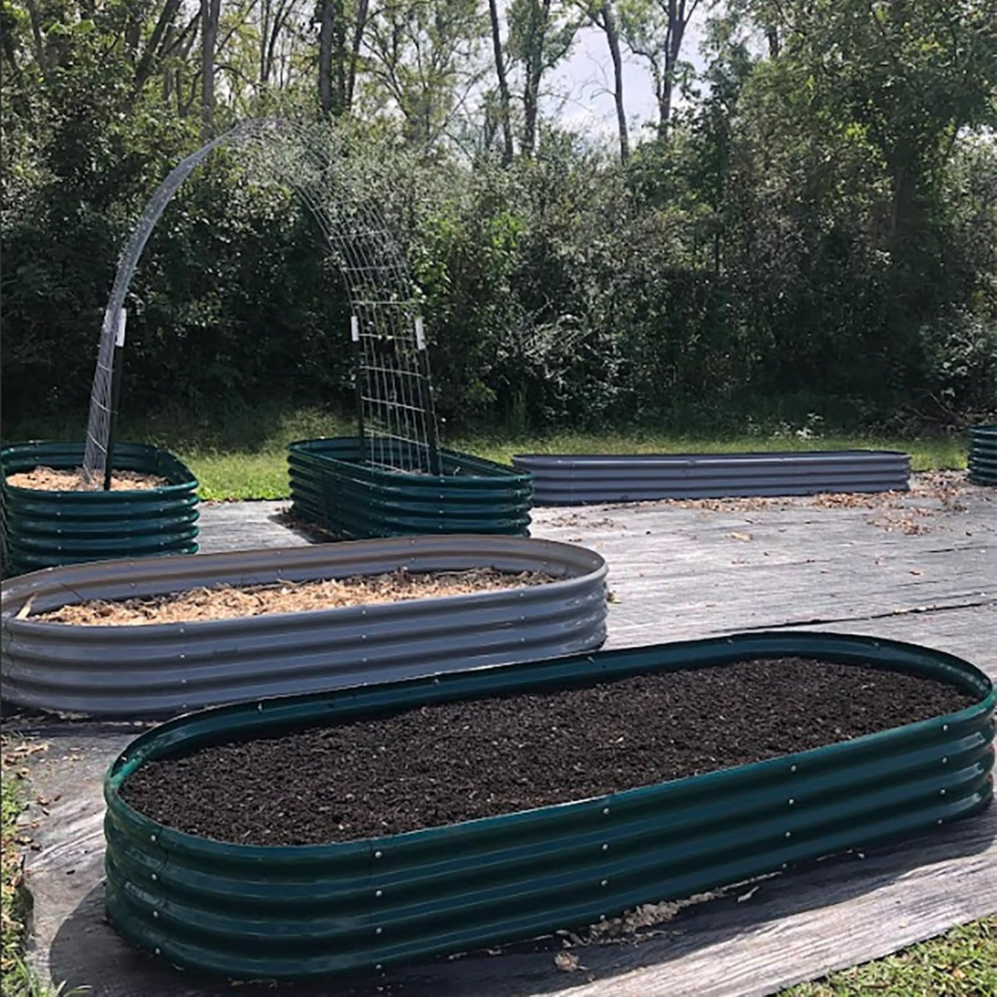 2 Pack 8x3x1FT Galvanized Raised Garden Bed Large Metal Planter Box Kit Elevated Raised Garden Planters for Outdoor Plants, Green