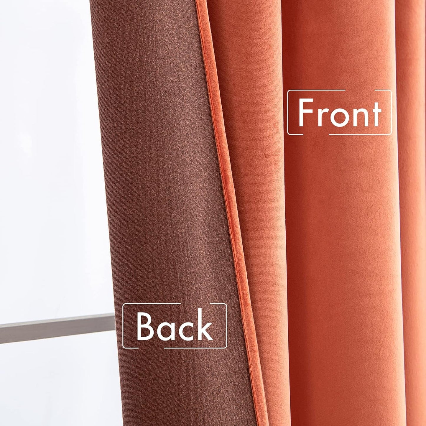 MIULEE Fall Burnt Orange Velvet Curtains 90 Inches Long 2 Panels - Back Tab and Pleated Luxury Window Curtains for Bedroom Living Room Blackout Thermal Insulated Soft Drapes Terracotta Rust Decor