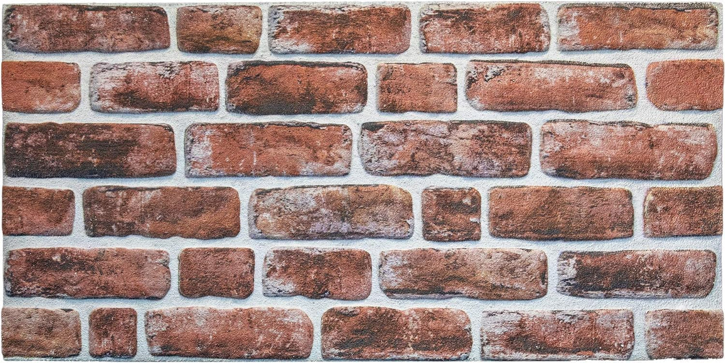 Dundee Deco 3D Wall Panels Faux Brick - Cladding, Mahogany Stone Look Wall Paneling, Styrofoam Facing for Living Room, Kitchen, Bathroom, Balcony, Bedroom, Set of 5, Covers 27 sq ft