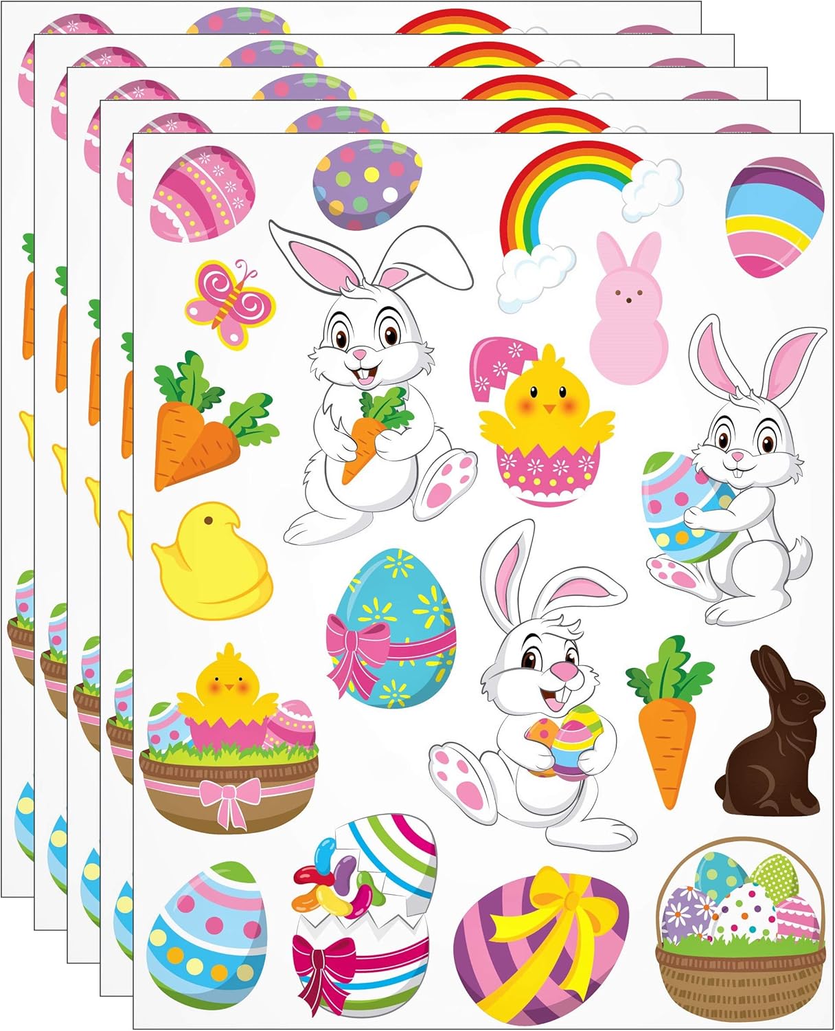 Iconikal 100-Count Easter Window Clings, Static Cling Window Decorations, (5 Sheets of 20)
