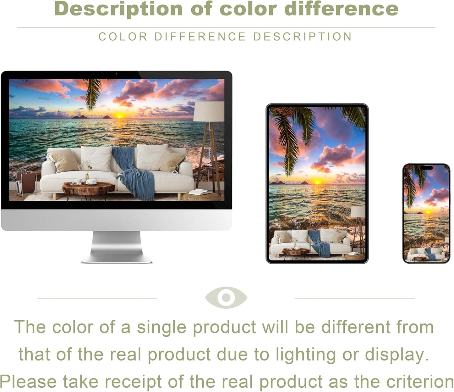 Palm Tree Beach Seascape Wall Mural Wallpaper for Bedroom Living Room(Not Peel and Stick)