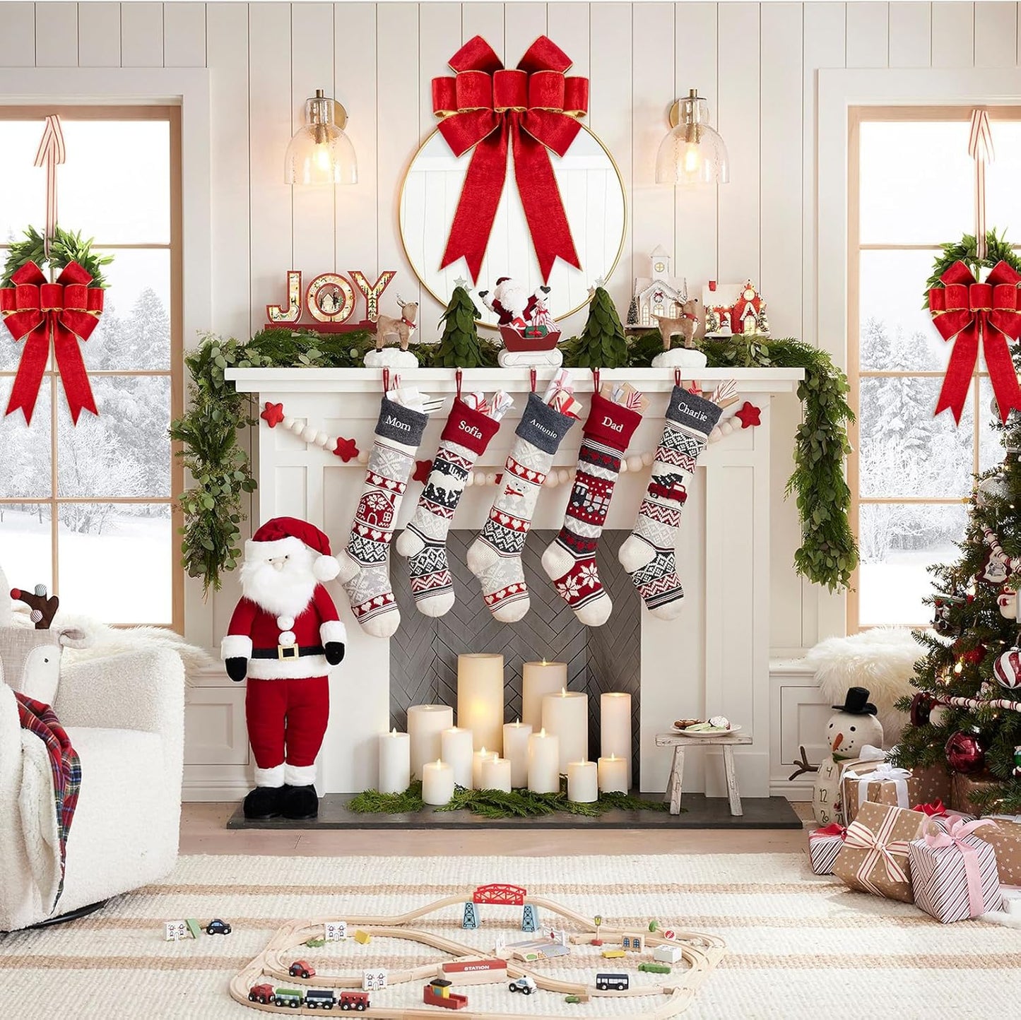 1Pack Large Christmas Bows Velvet Red Bows Holiday Red Christmas Bows Decorations for Wreath Velvet Bows Decor for Christmas Tree Topper, Front Door, Outdoor(24 * 16 inch)