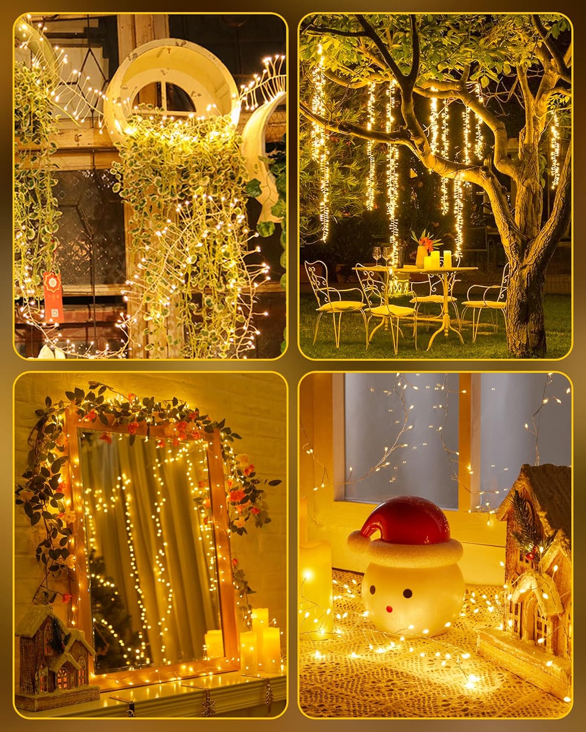 4 Pack Fairy Lights Battery Operated, 5 Feet 60 LED Twinkle String Lights Waterproof Firecracker Starry Lights for DIY Wreath Home Wedding Bedroom Mason Jar Holiday Christmas Decorations, Warm White