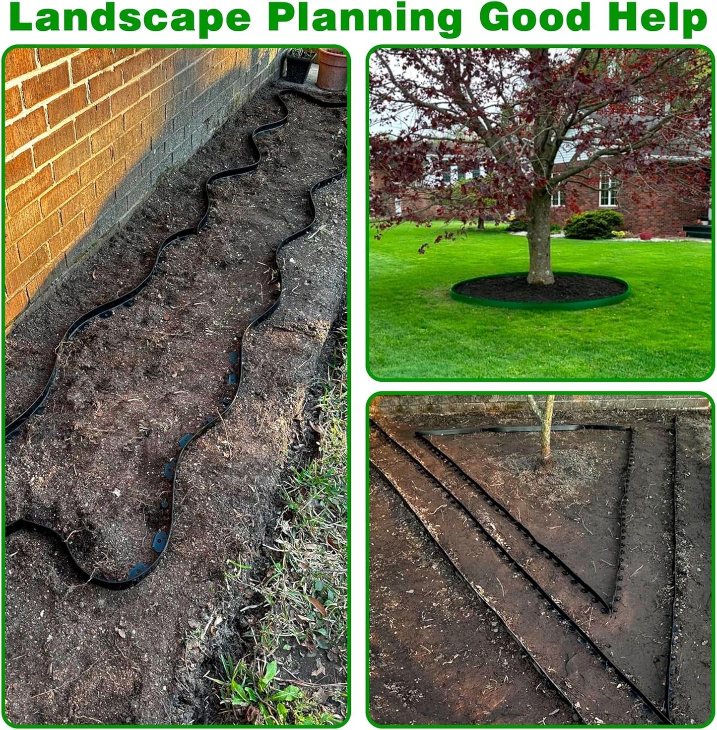 Landscape Edging Border 100 FT 2 Inch Tall with 180 Spikes, Plastic Edging for Landscaping, Garden Edging Border, Flower Bed, Paver and Lawn Edging Border, Green