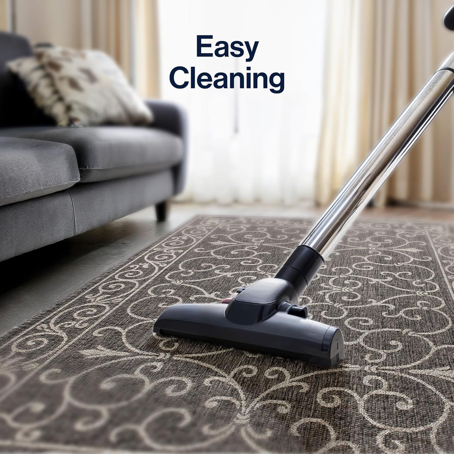 JONATHAN Y Vintage Filigree Indoor Outdoor Area Rug 3X5 Black/Gray, Charleston Textured Weave for Backyard, Patio, Porch, Easy-Cleaning, High Traffic, Pet-Friendly, Non-Shedding (SMB106G-3)