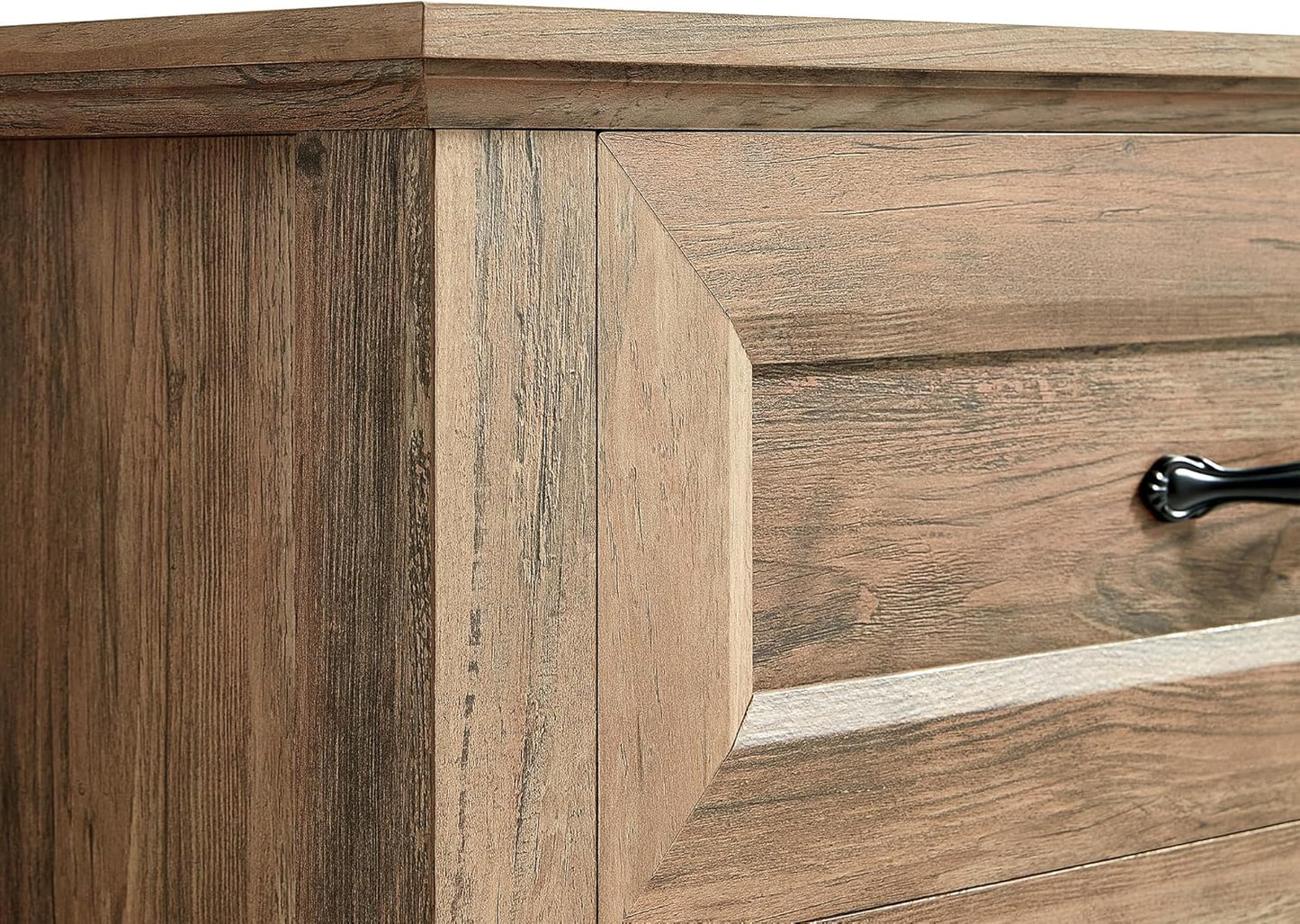 LINSY HOME 5 Drawers Dresser for Bedroom, Wood Tall Chest of Drawer with Metal Handle, Modern Farmhouse Dressers with Storage Organizer for Closet, Living Room, Hallway, Rustic Brown